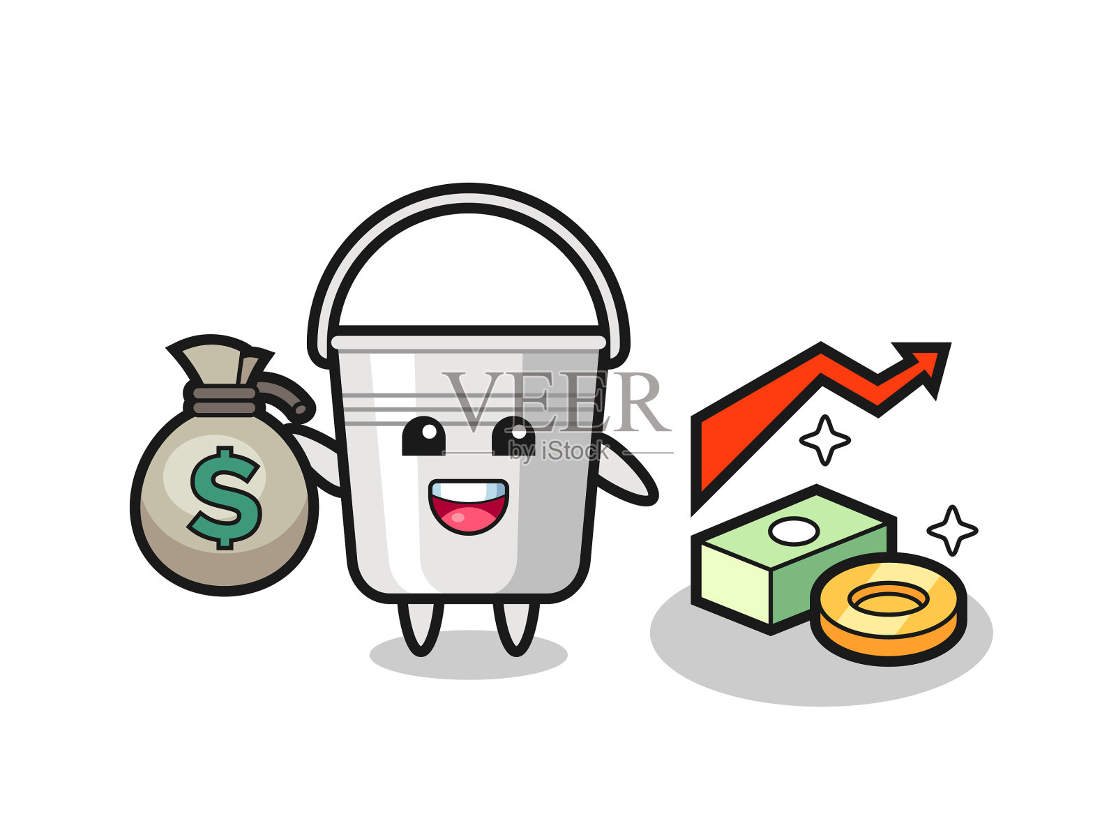 金属桶卡通装钱袋设计元素图片