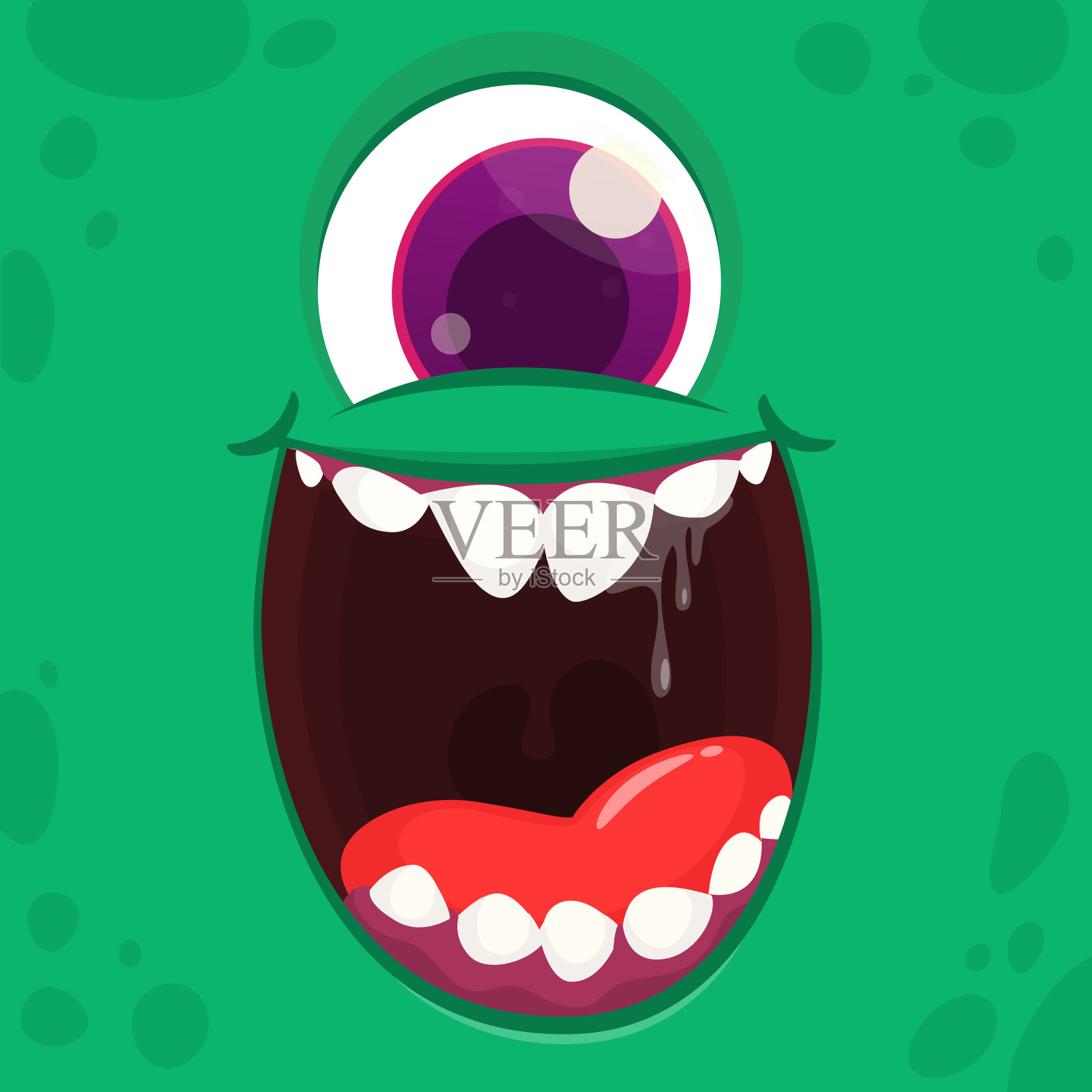 有趣的卡通怪物人物面部表情。插图可爱和快乐的神话外星生物。万圣节设计设计元素图片