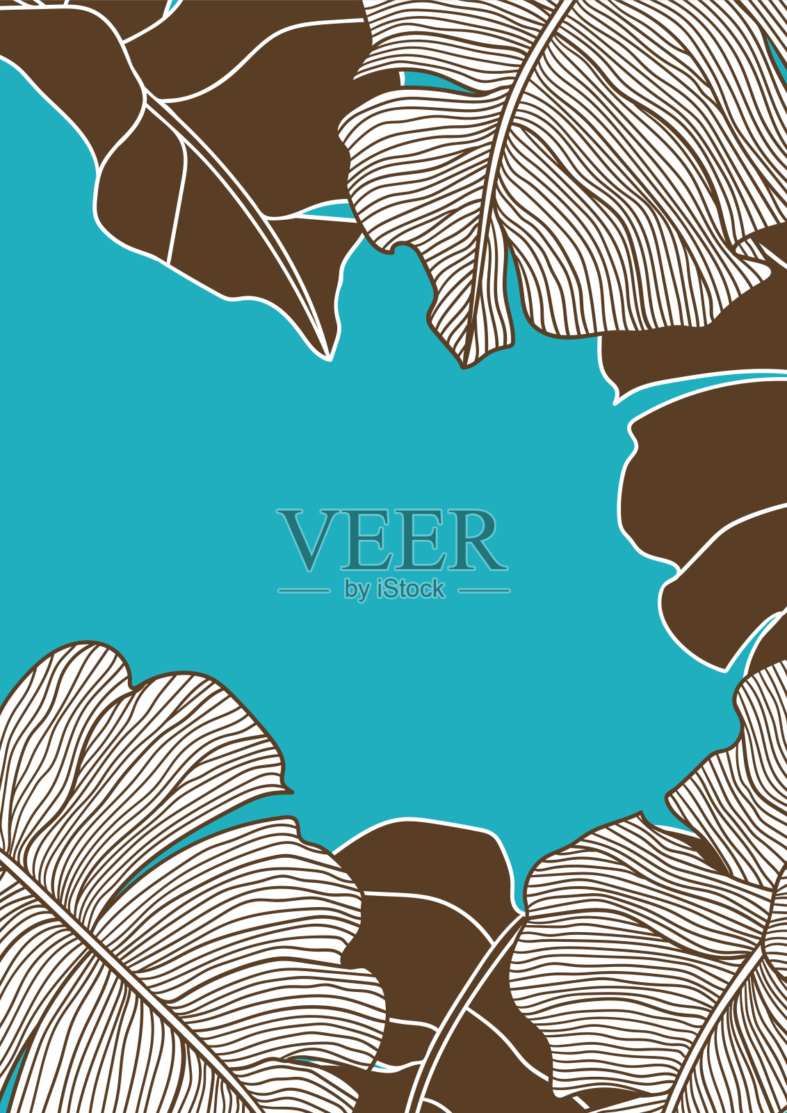 背景与程式化的棕榈叶。装饰形象的热带树叶和植物。插画图片素材