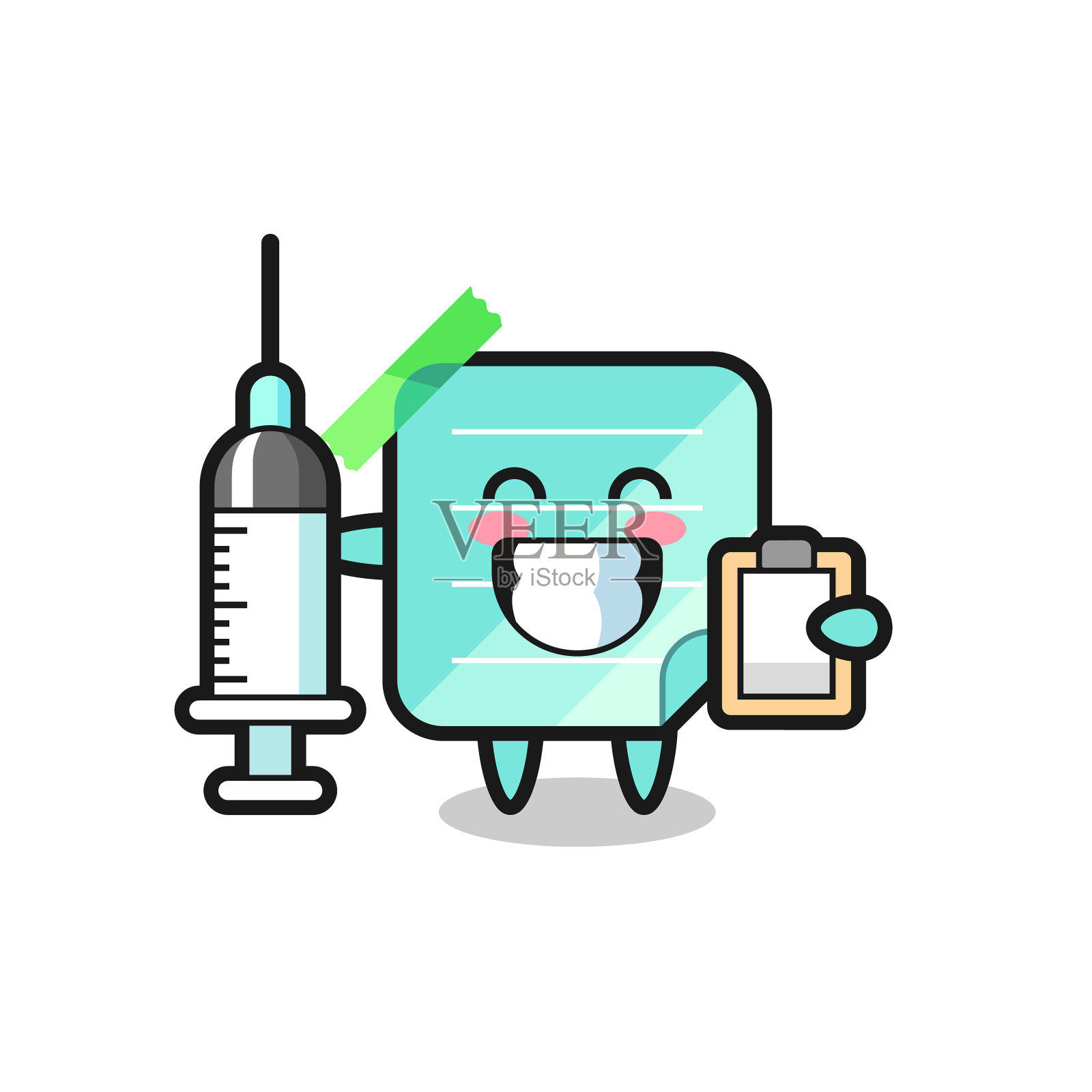 吉祥物的便利贴作为一个医生插画图片素材