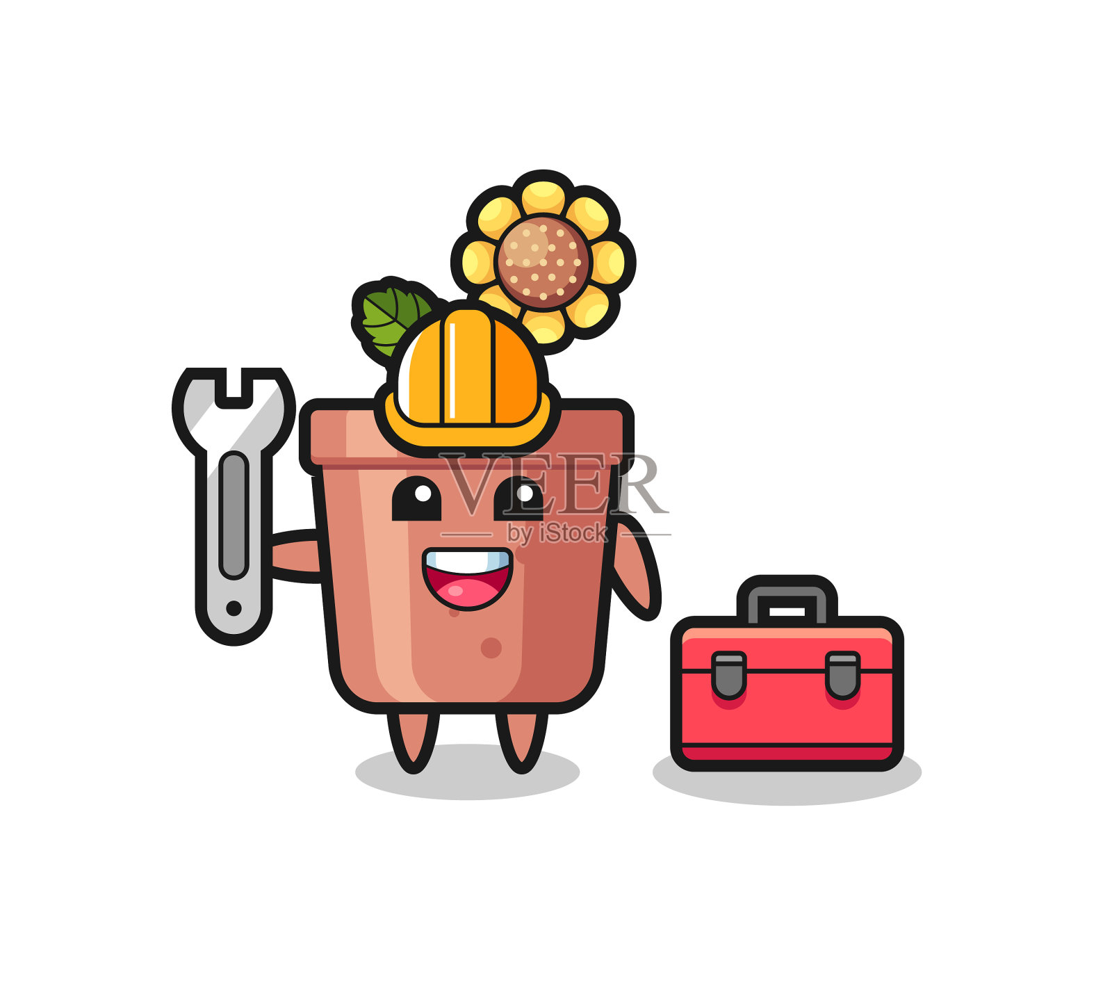 吉祥物卡通向日葵花盆作为技工设计元素图片