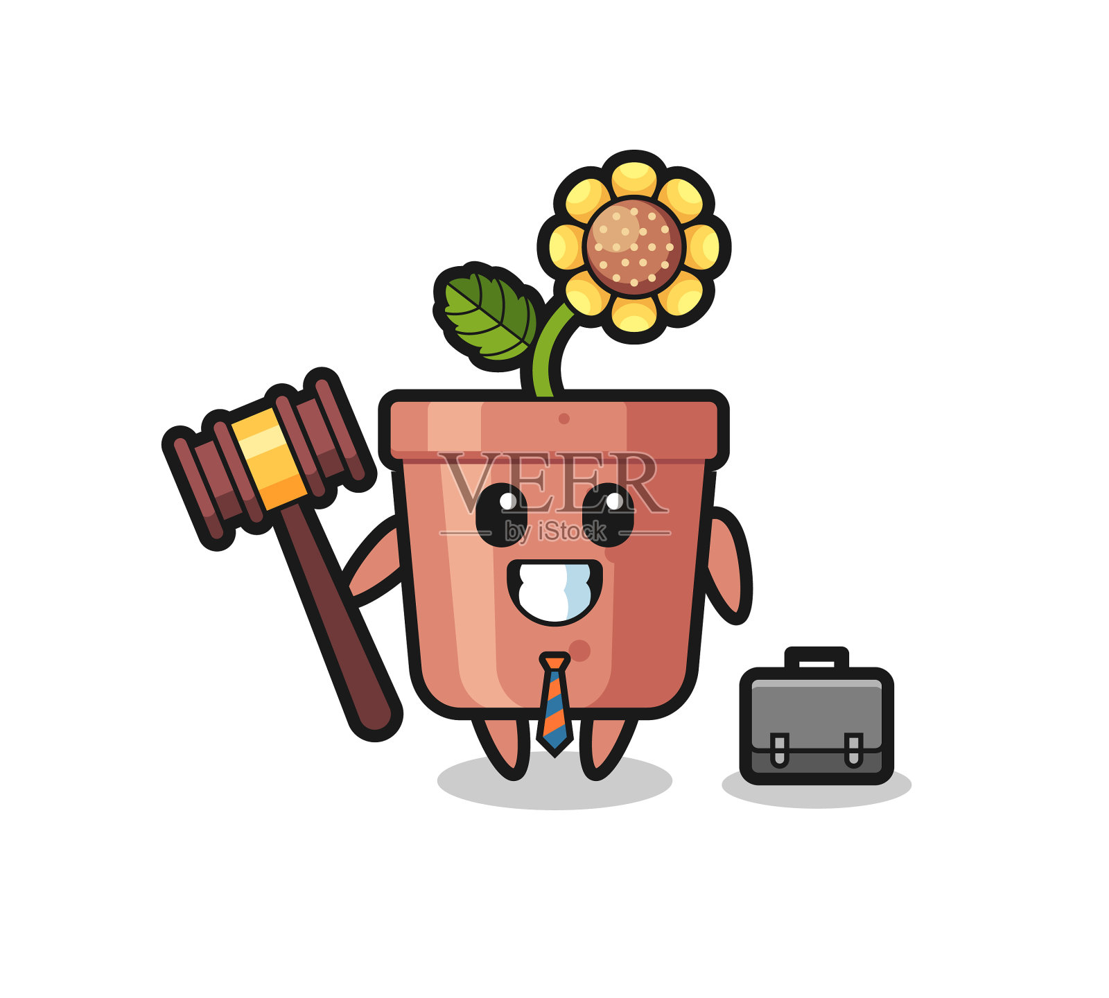 向日葵花盆吉祥物作为律师设计元素图片
