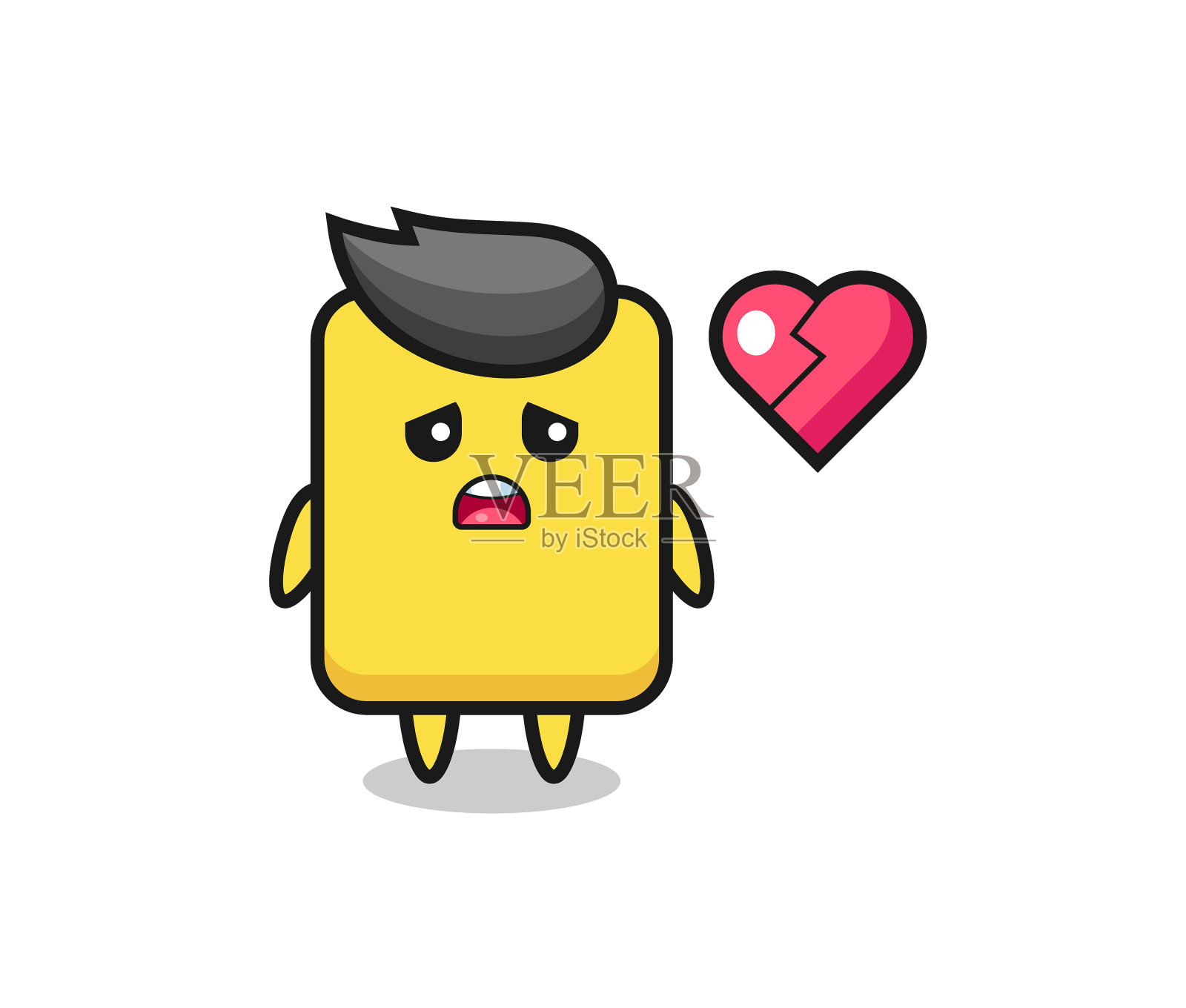 黄牌卡通是心碎的设计元素图片