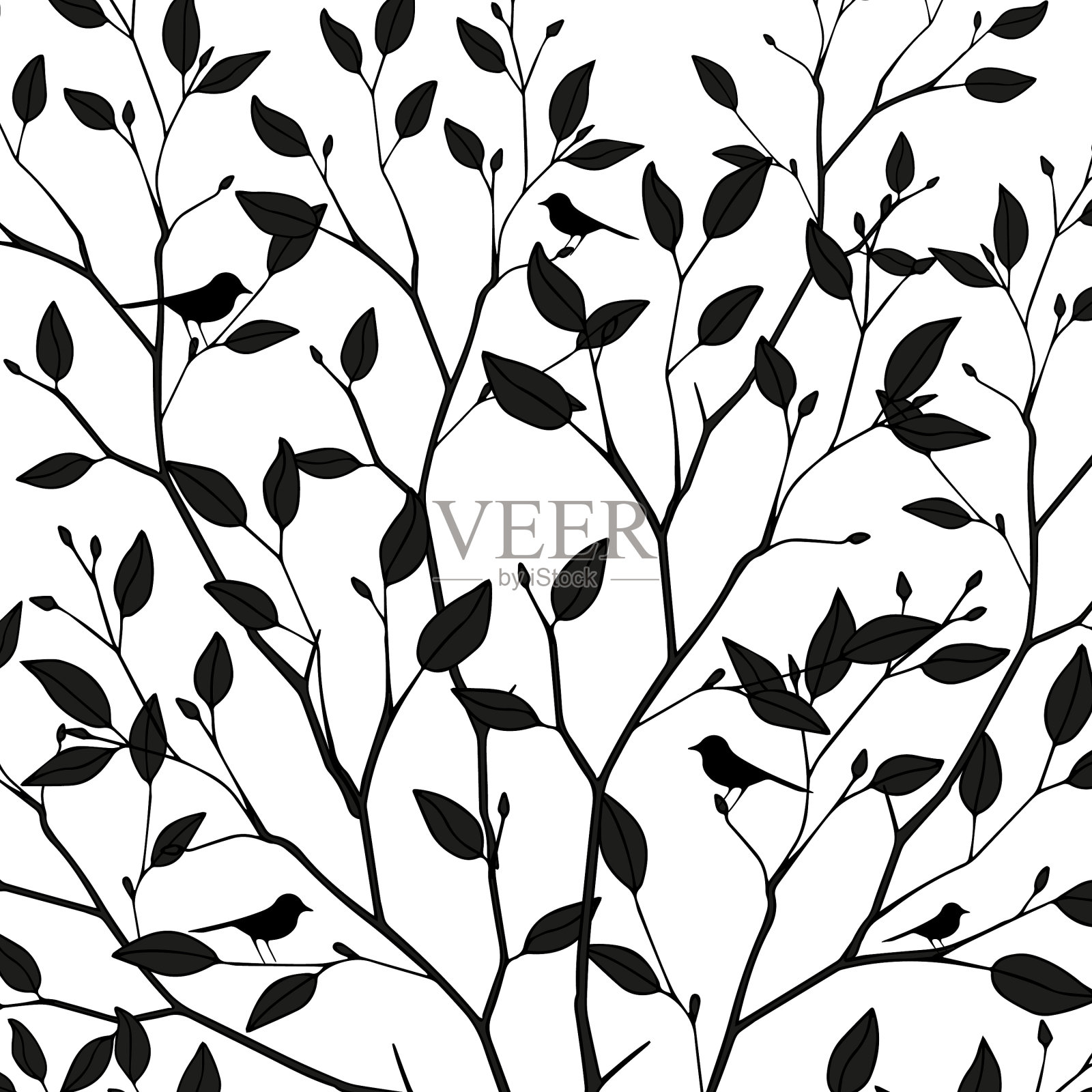 剪影分支黑白背景插画图片素材