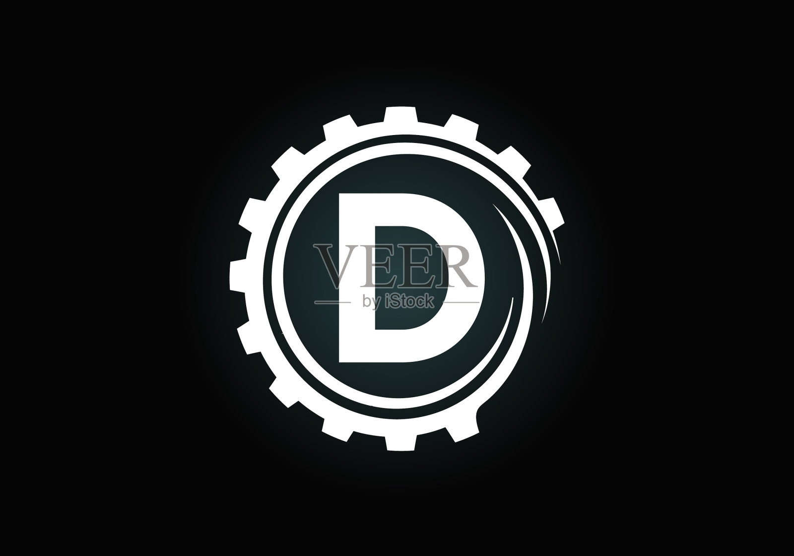 在一个齿轮螺旋齿轮的首字母组合字母插画图片素材