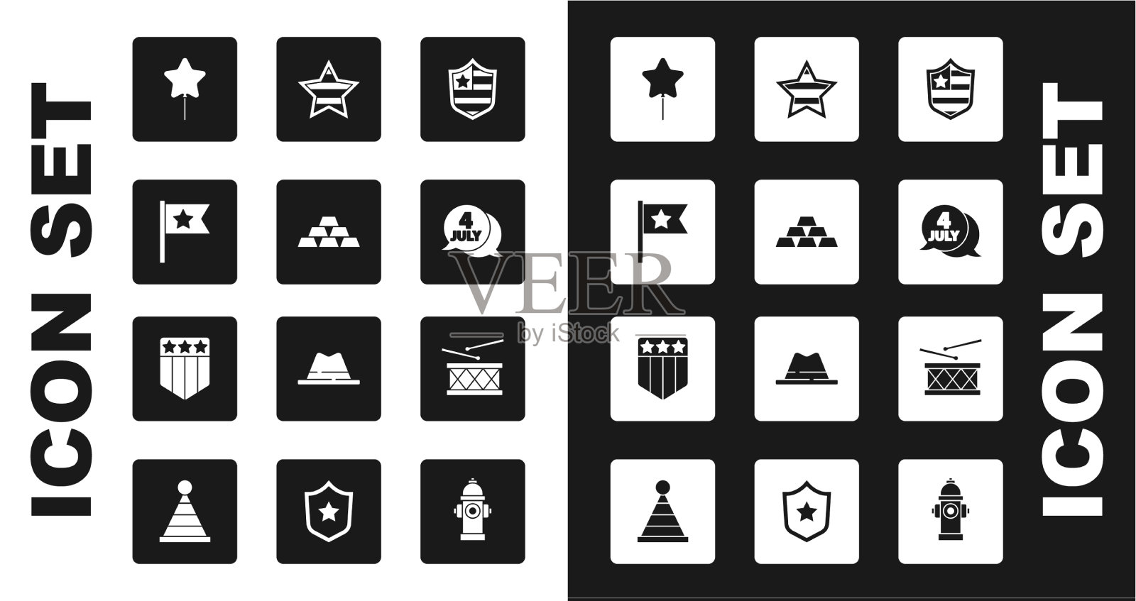 设置盾牌与星星，金条美国国旗图标素材