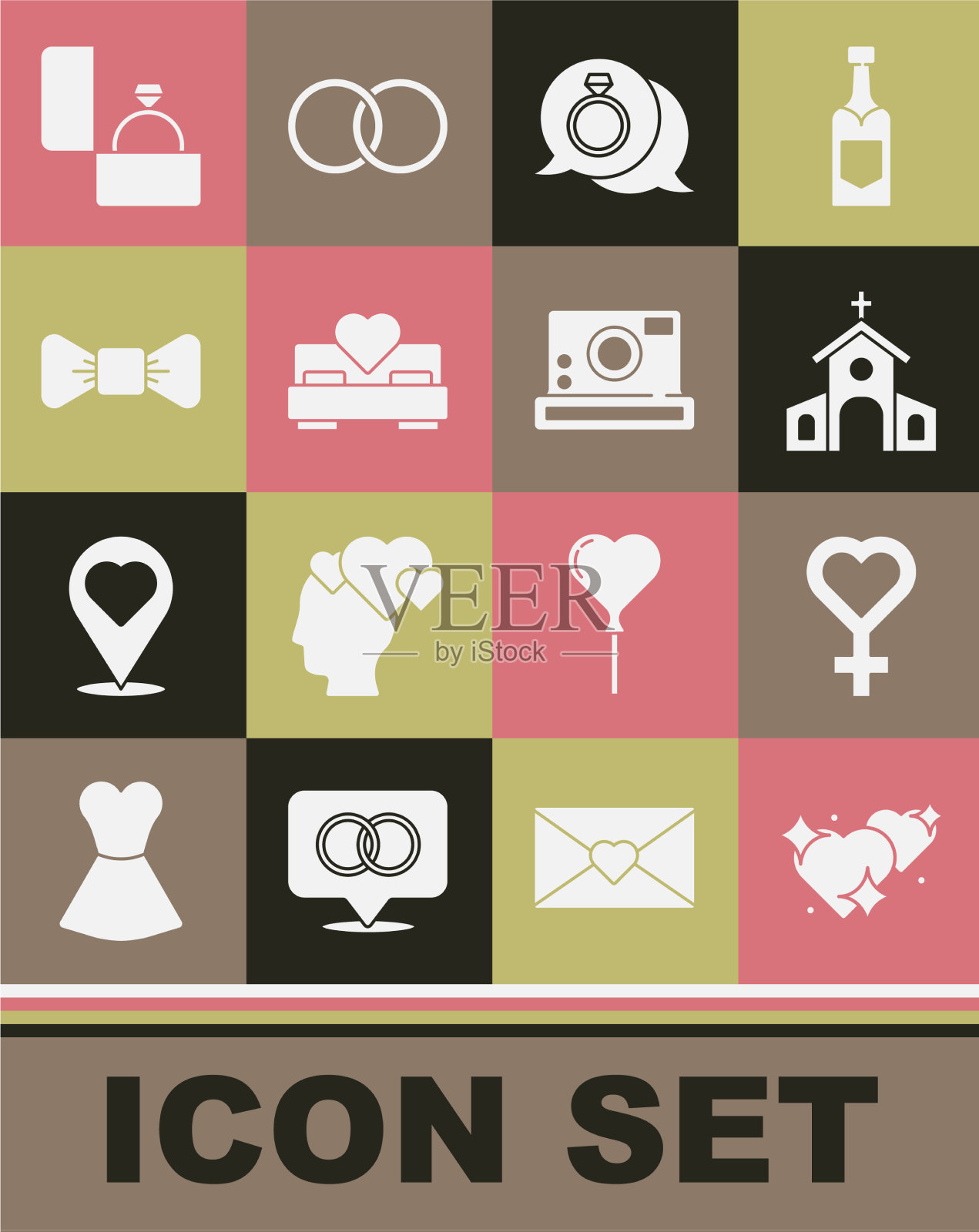 设两颗相连的心为女性的性别象征图标素材