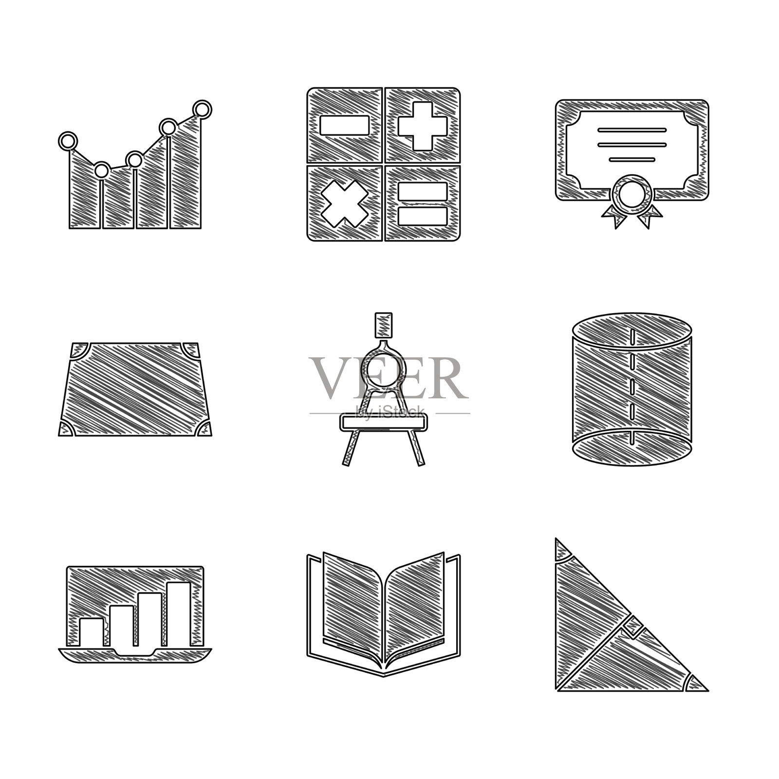 设定画圆规开书角等分线图标素材