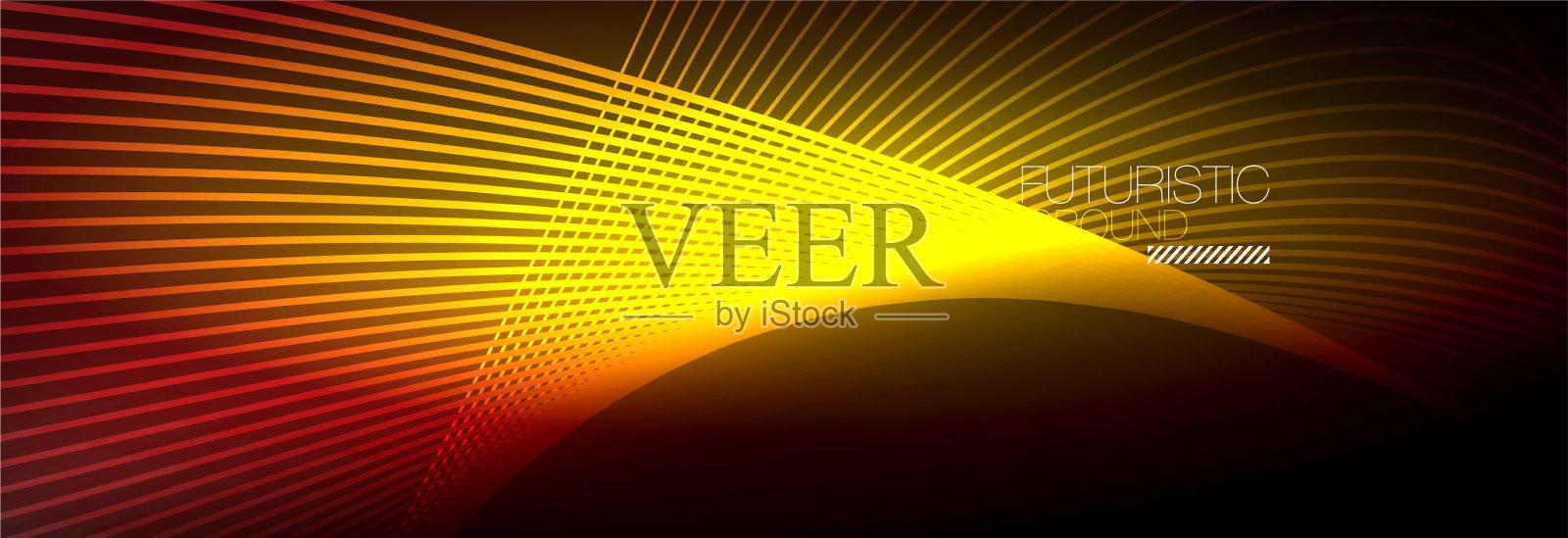 抽象的霓虹灯在黑暗中发出波浪般的光插画图片素材