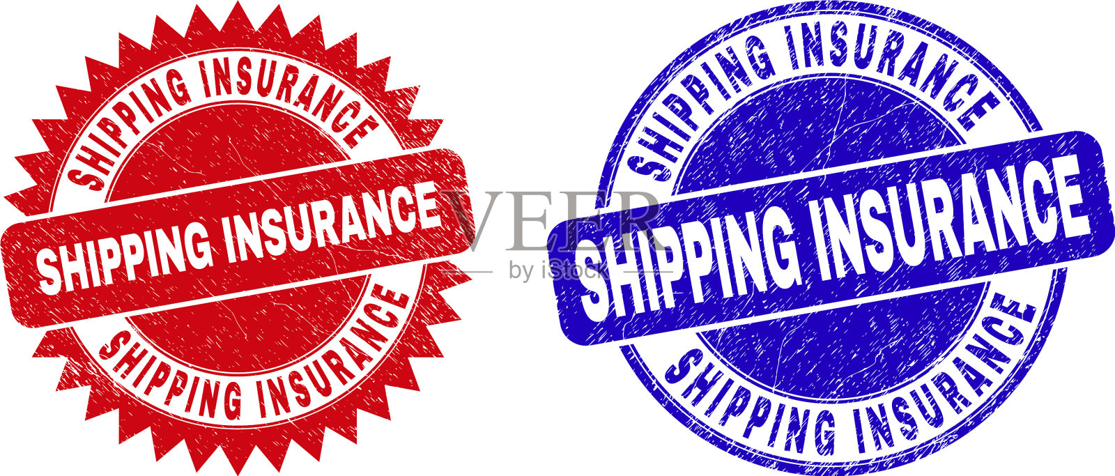 航运保险圆形和玫瑰形水印插画图片素材
