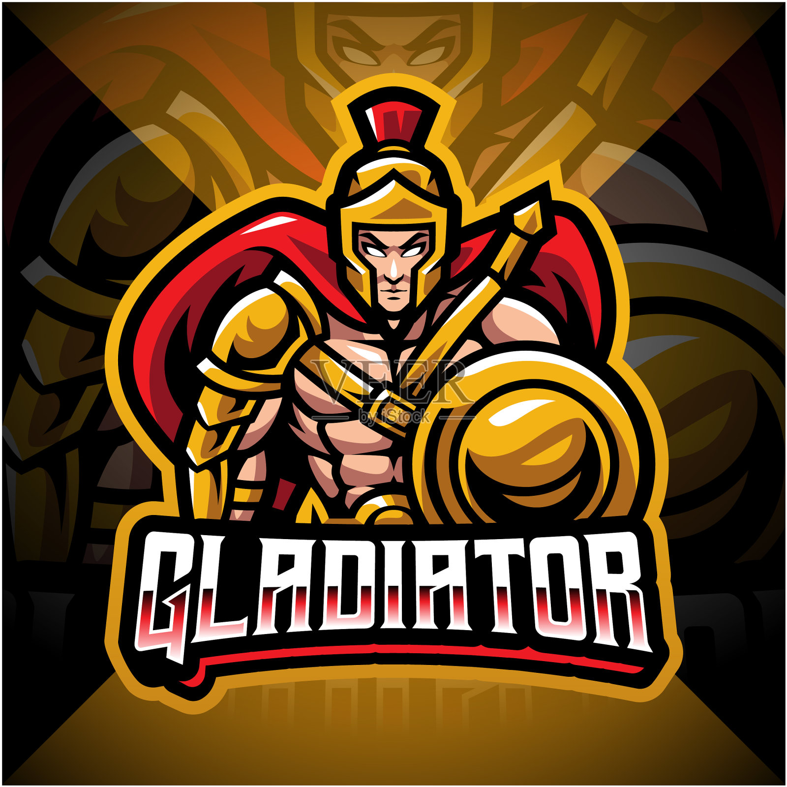 角斗士电竞吉祥物标志设计插画图片素材