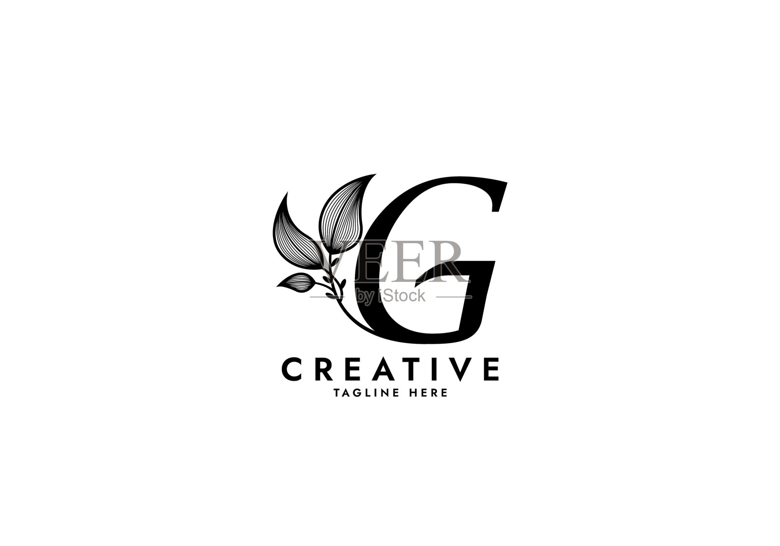 字母g链接叶子标志插画图片素材