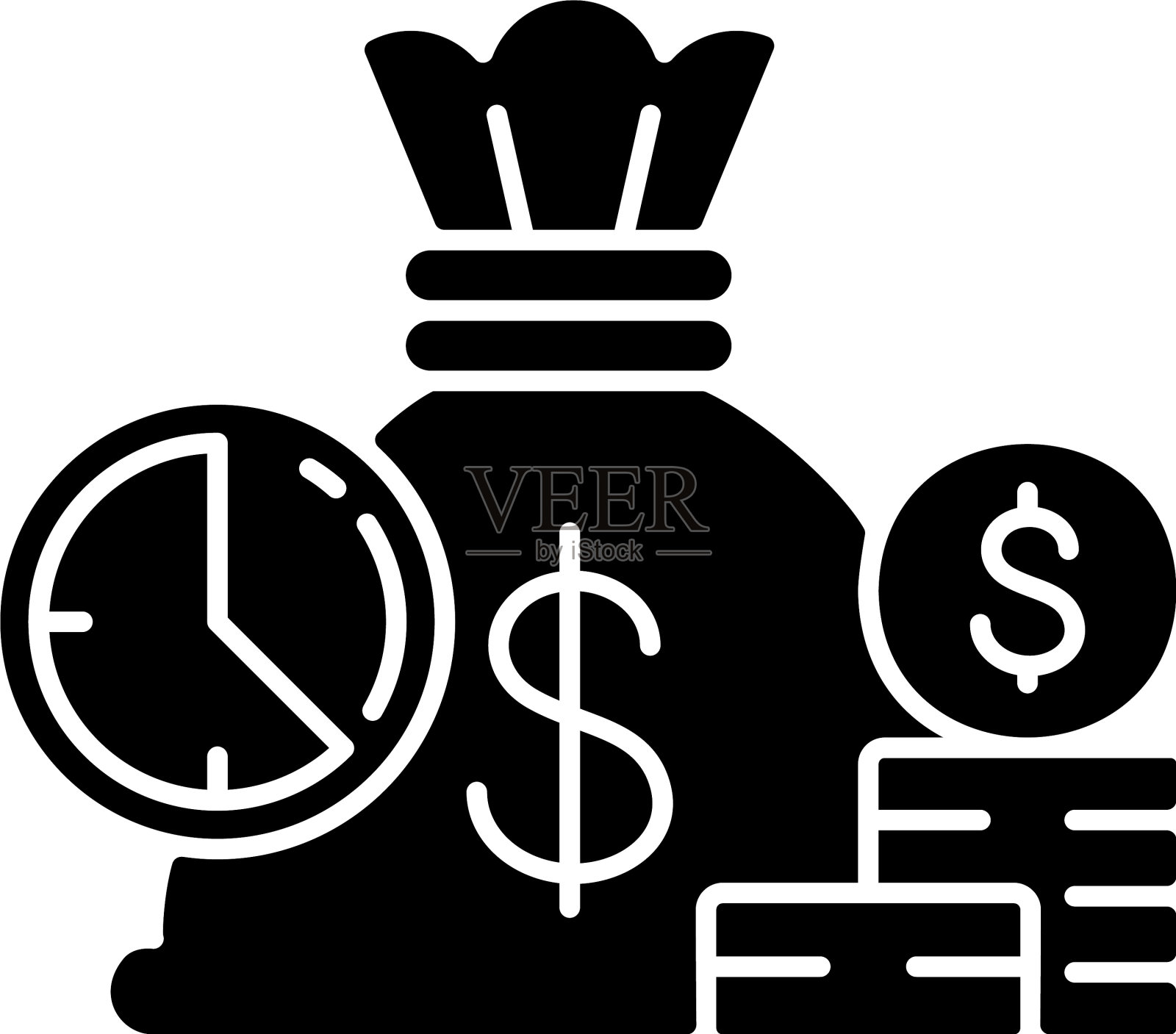 短期存放黑色字形图标设计元素图片