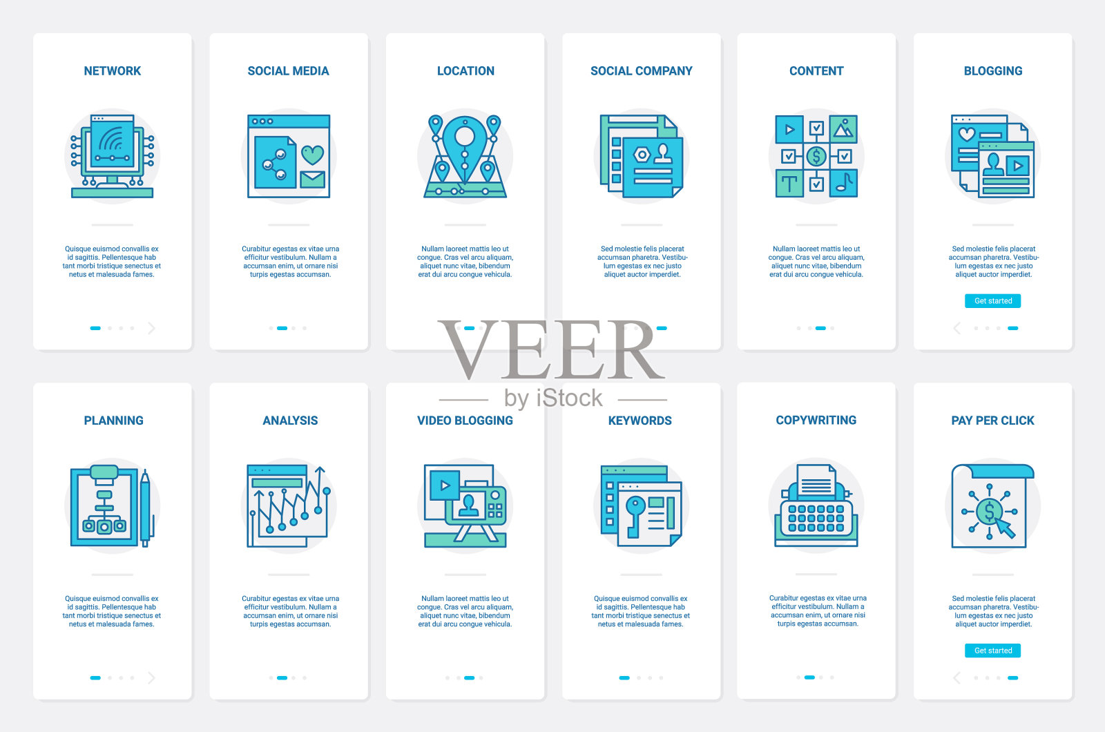 社交媒体网络视频网络博客用户界面插画图片素材