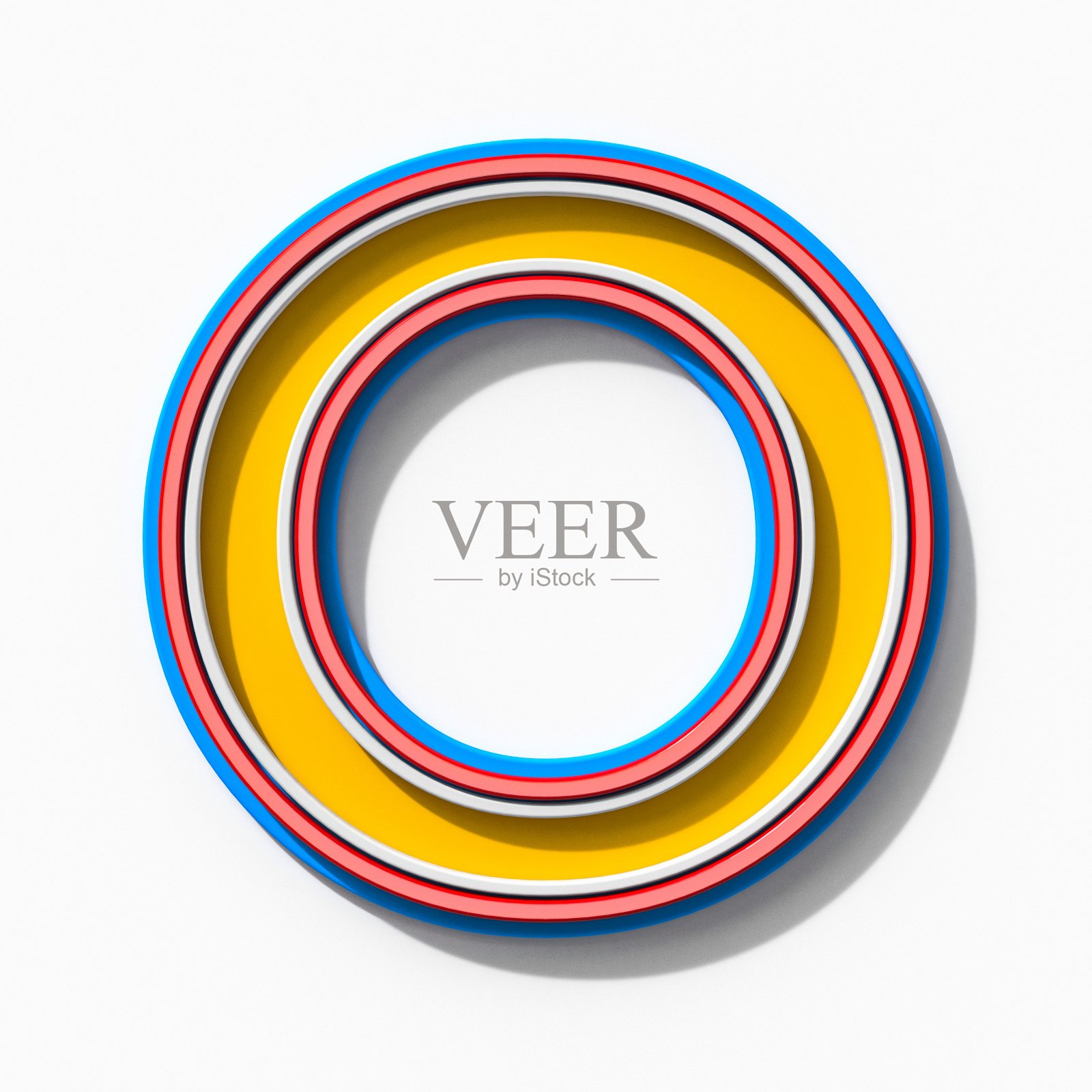 平板衬线彩色轮廓字体与阴影字母O 3D照片摄影图片