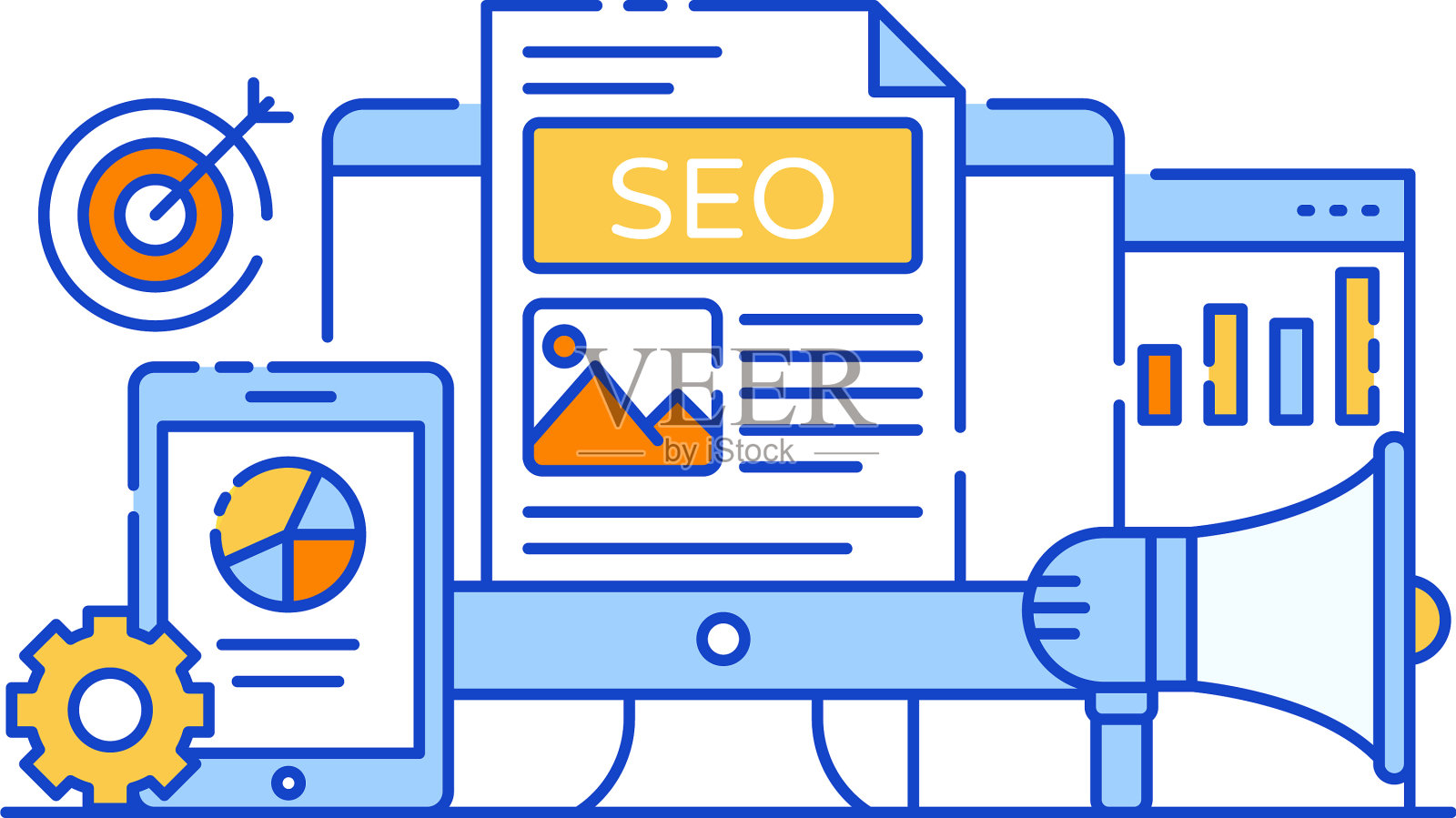 搜索引擎优化营销插画图片素材