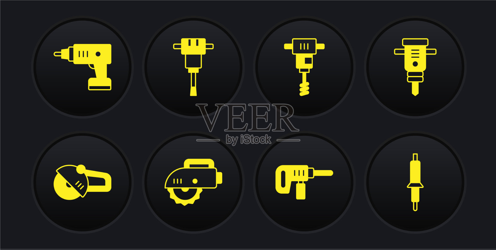 安装角磨机施工手提钻图标素材