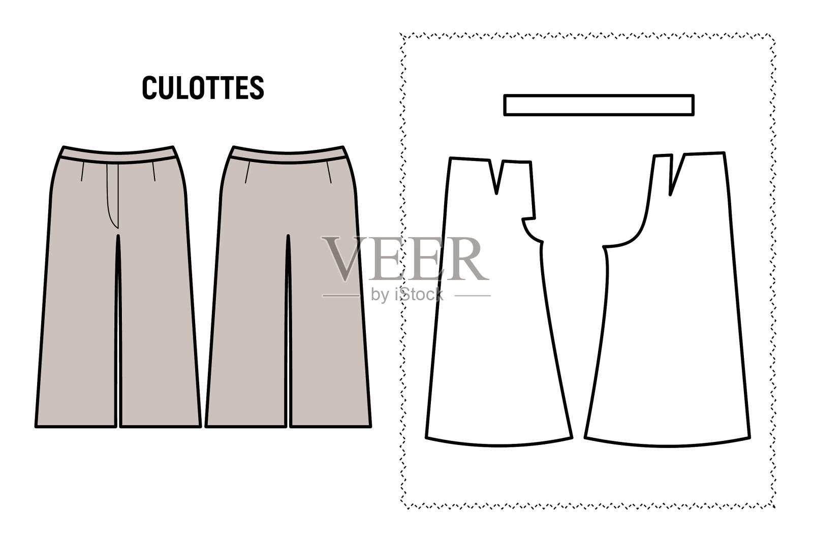 女式裙裤插画图片素材