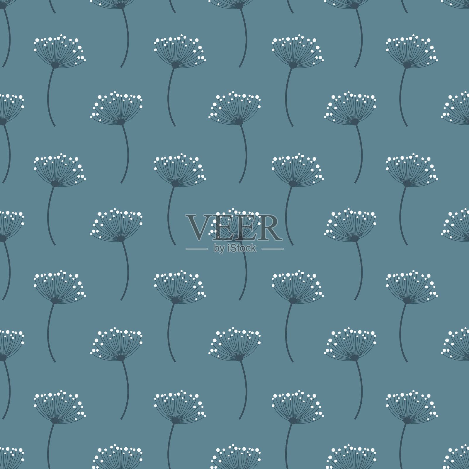 无缝模式上的灰色莳萝背景插画图片素材