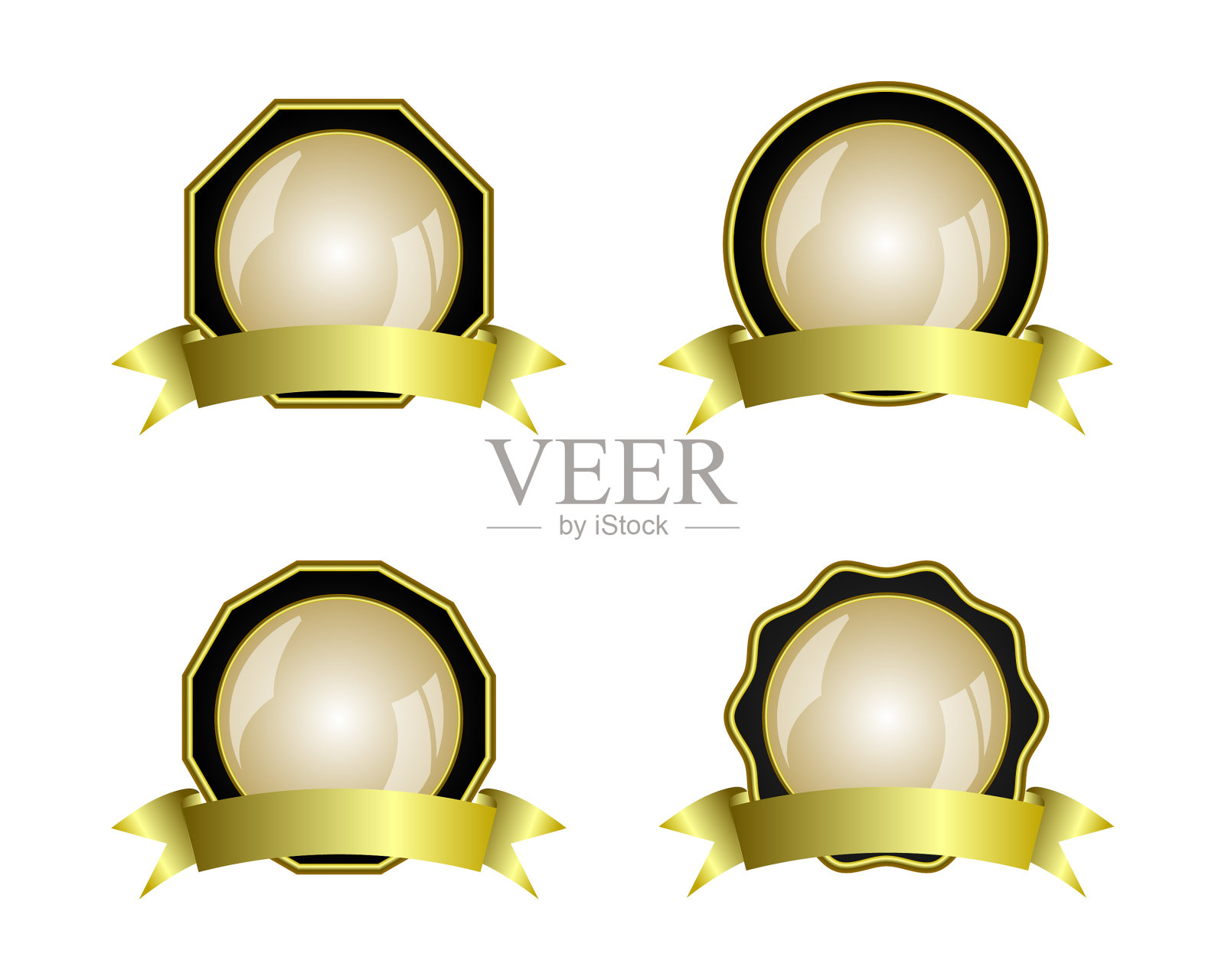 黑色和金色的空白徽章收集设计图标素材