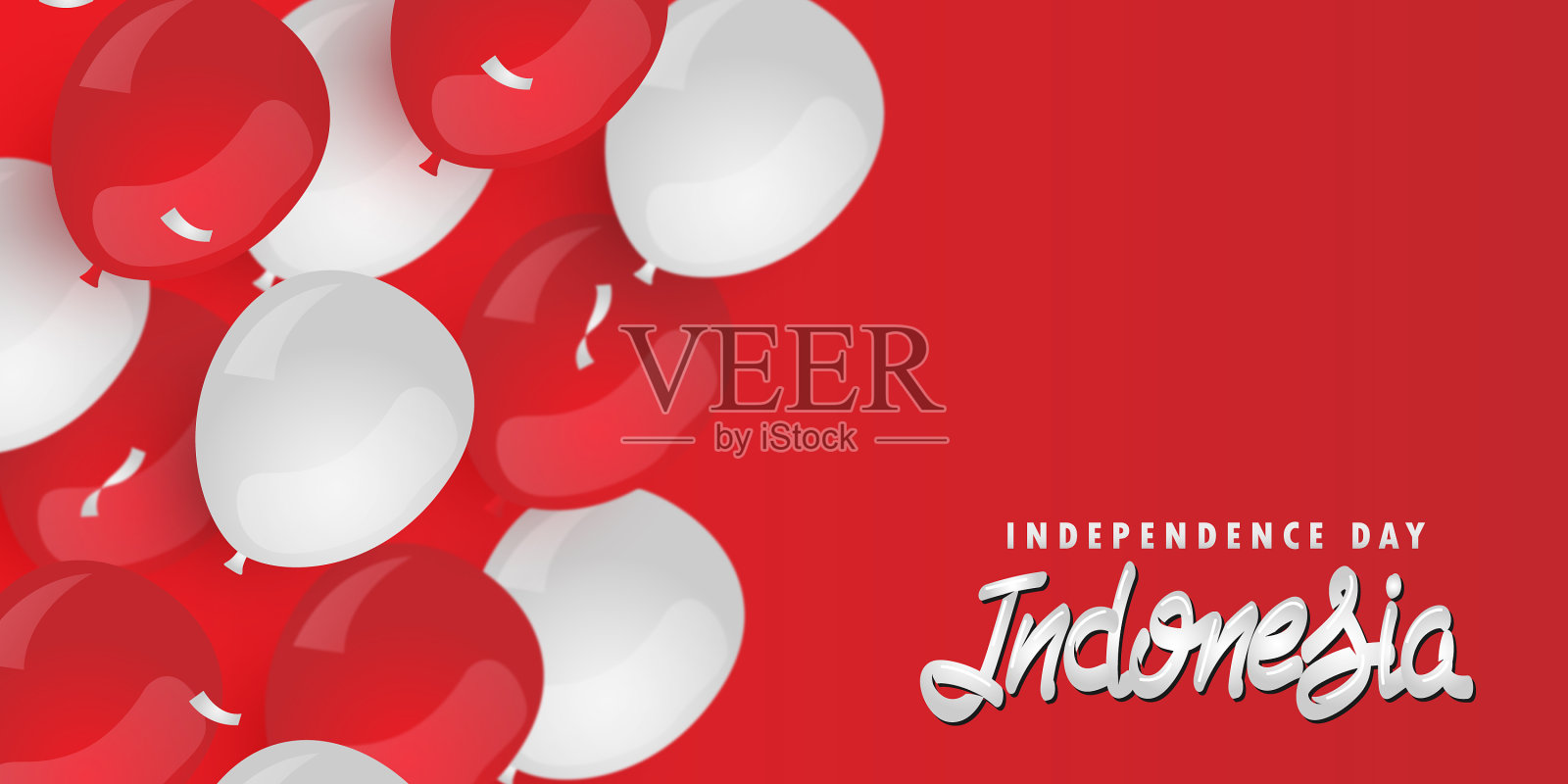 印度尼西亚独立日旗帜模板插画图片素材