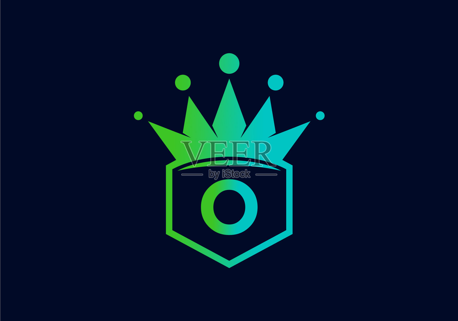 绿蓝渐变色o首字母插画图片素材