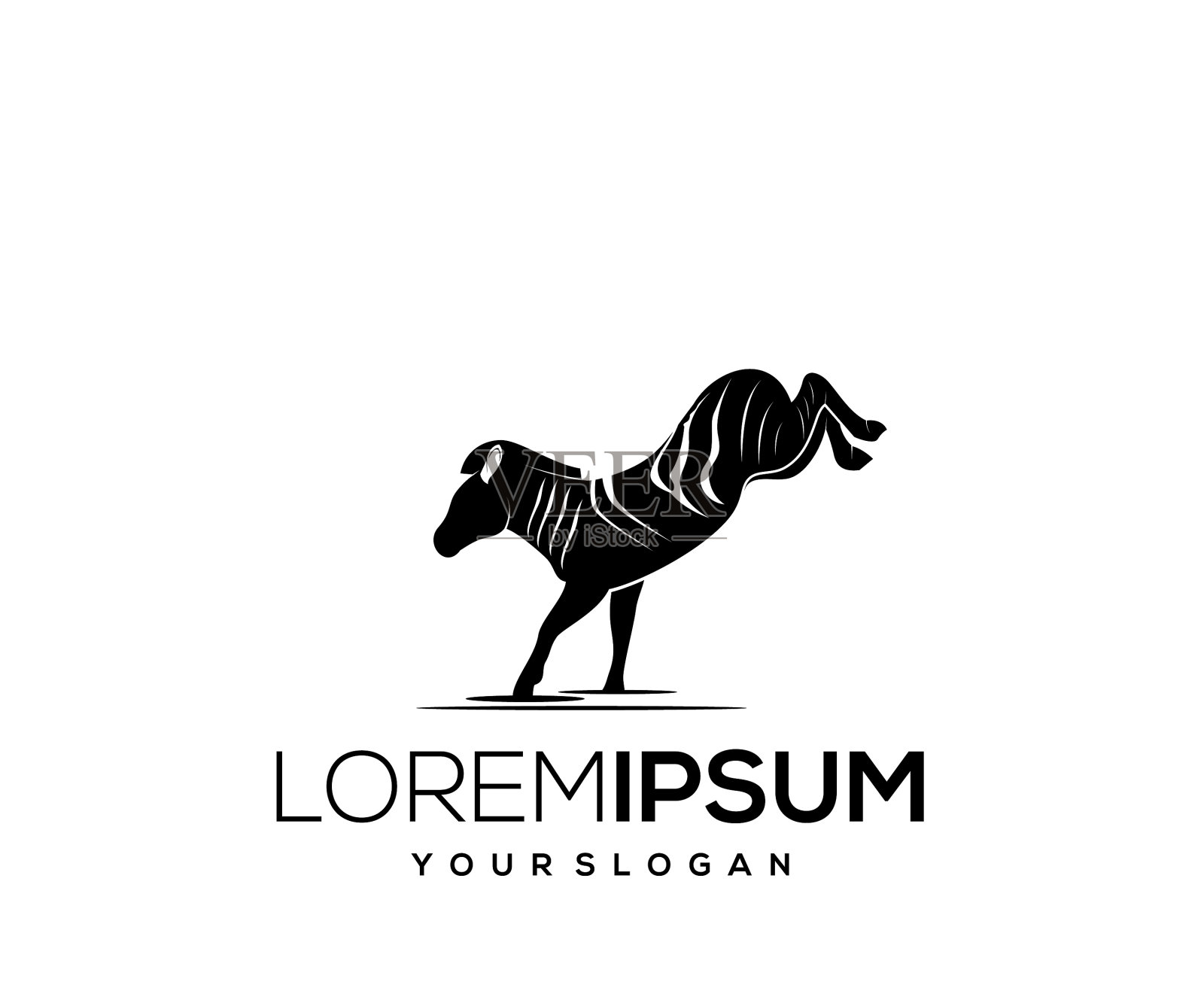 斑马动物标志设计剪影插画图片素材