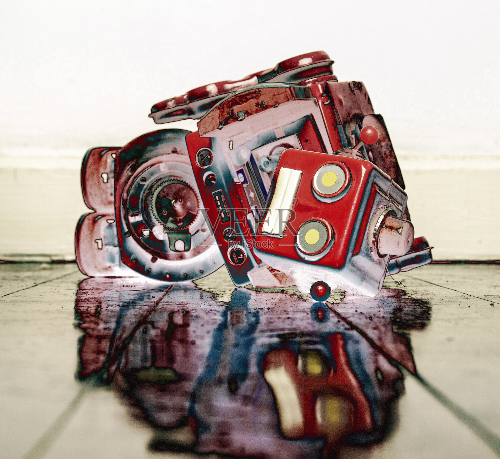 机器人大战红色机器人战败照片摄影图片