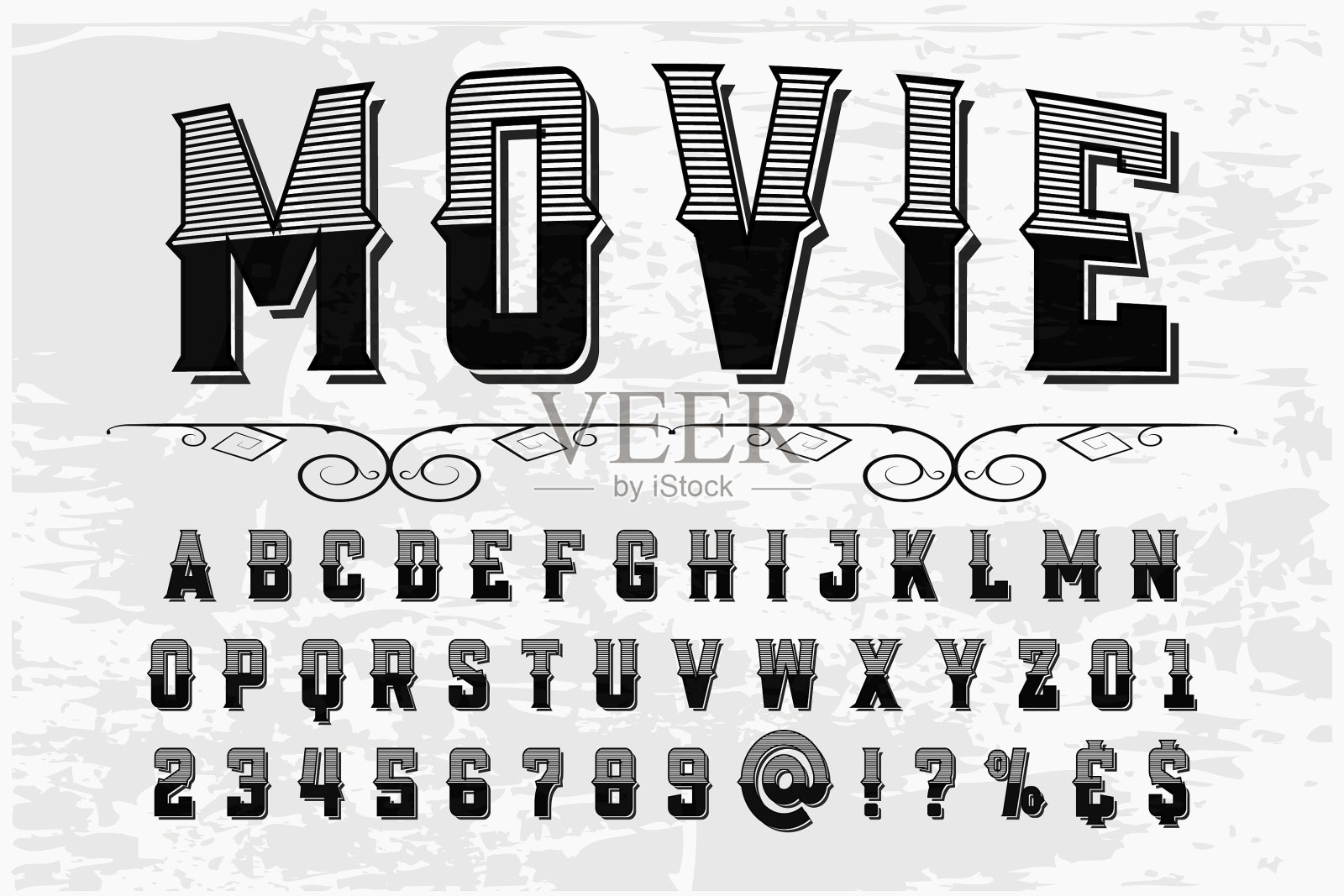 老式字体字母设计字体白色插画图片素材