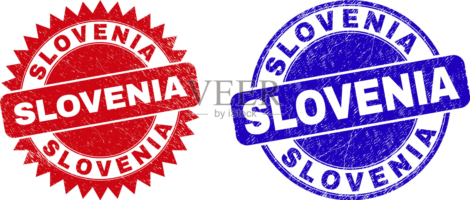 斯洛文尼亚圆形和玫瑰形密封件，已腐蚀插画图片素材
