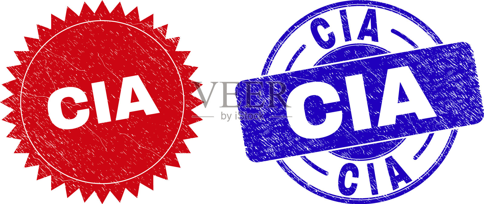 中央情报局圆形和玫瑰形印章与垃圾表面插画图片素材