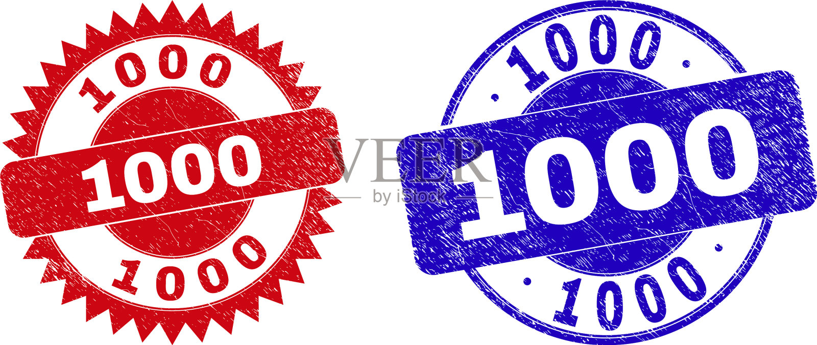 1000个圆形和玫瑰形水印，腐蚀插画图片素材