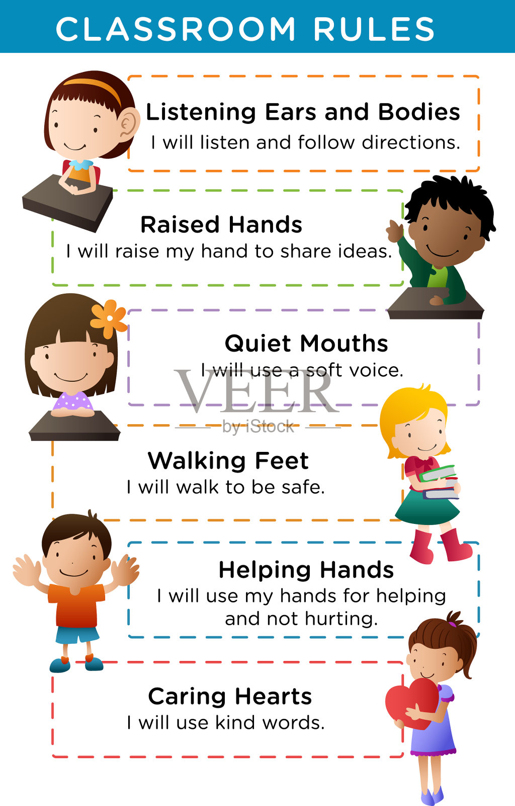 教室规则海报给老师和学生插画图片素材