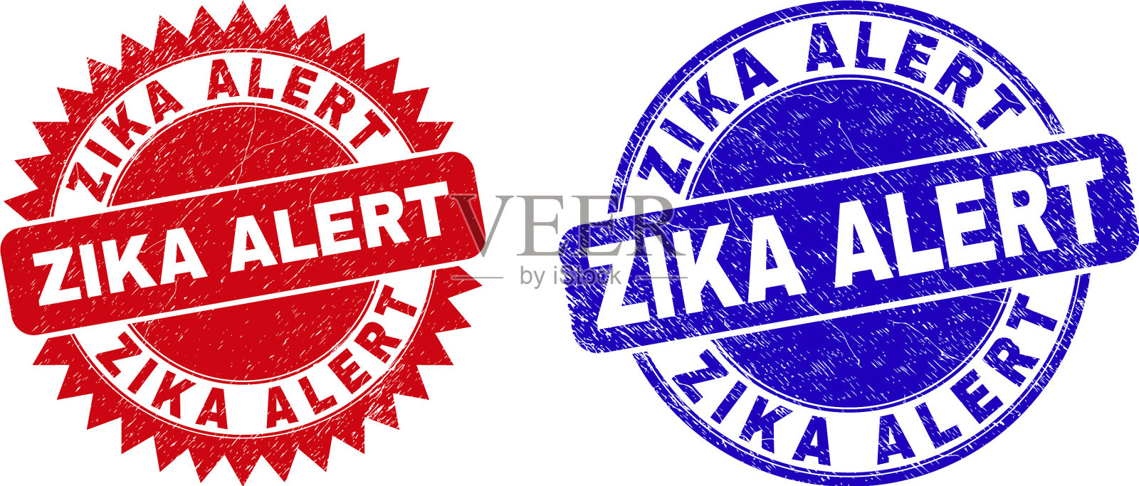 寨卡警报圆形和玫瑰形密封插画图片素材