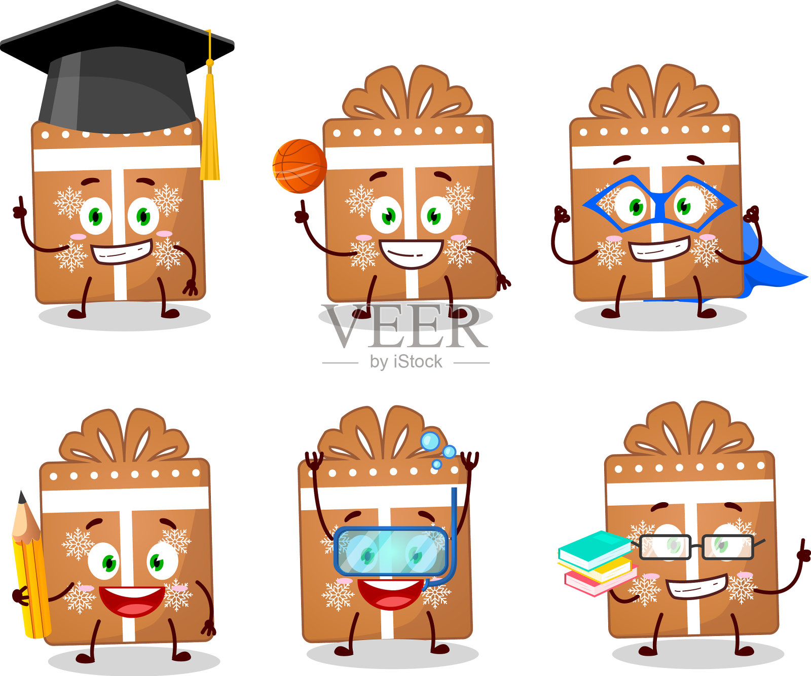 学校学生赠送饼干卡通人物插画图片素材