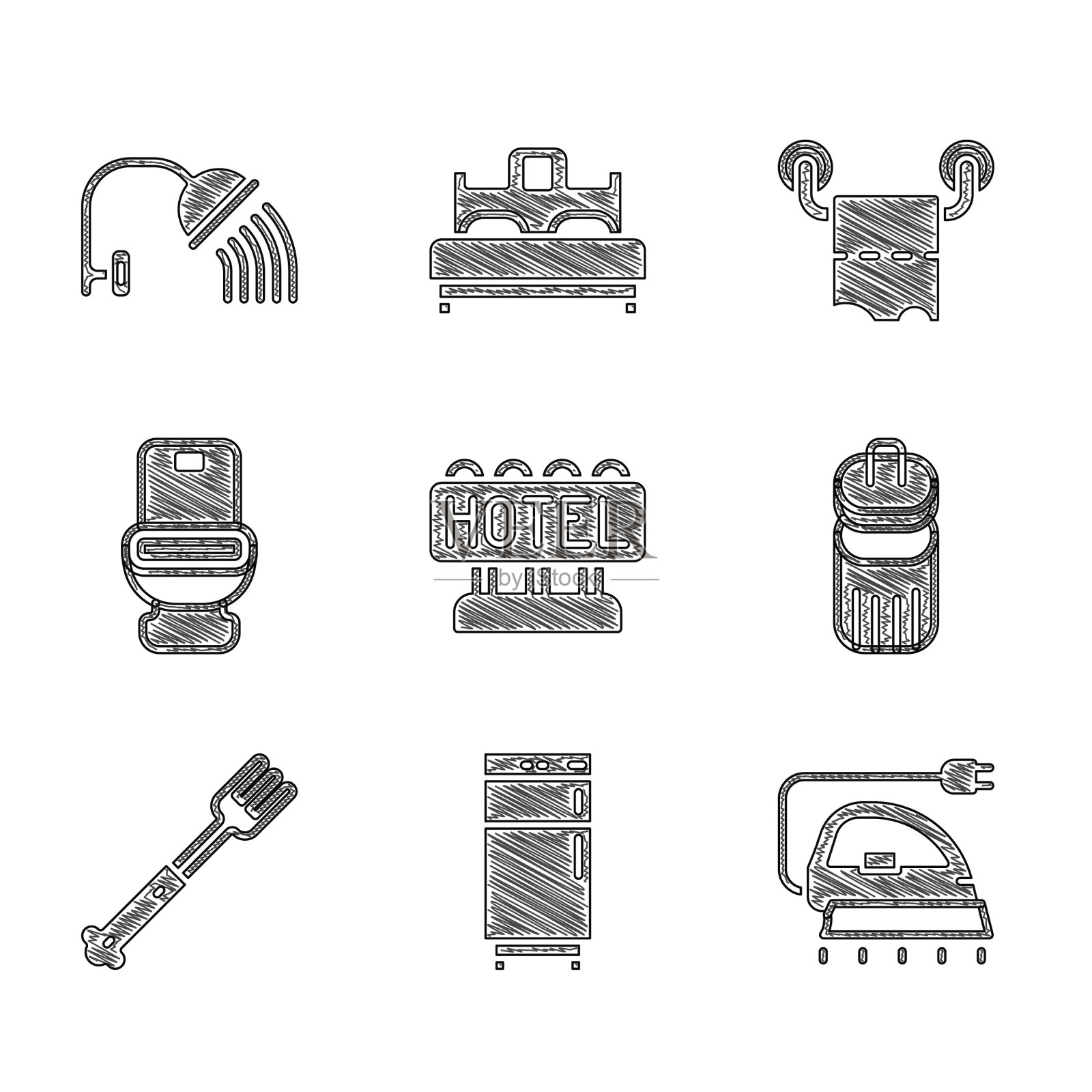 设置招牌与文字酒店冰箱图标素材
