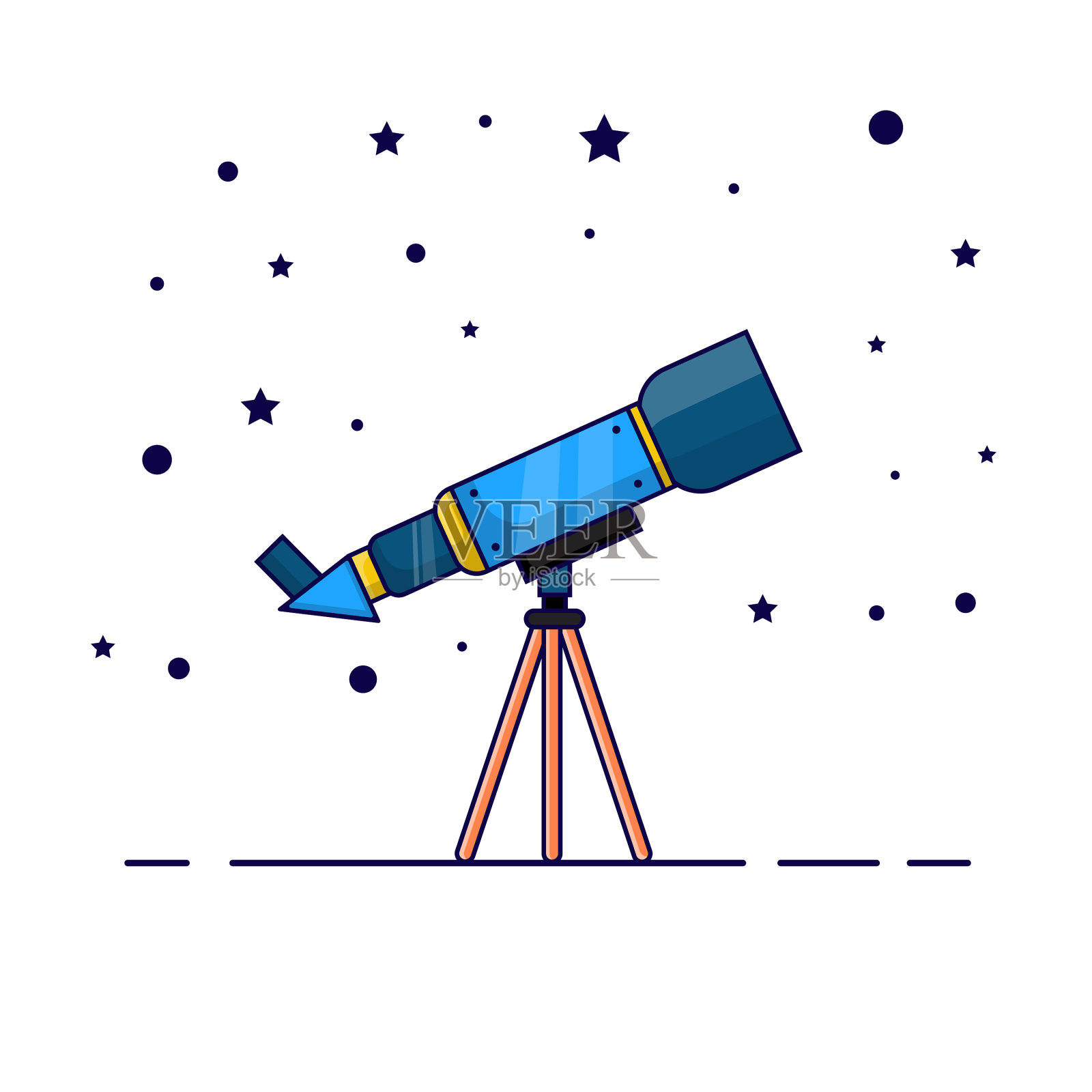 带有星星装饰的望远镜插画图片素材
