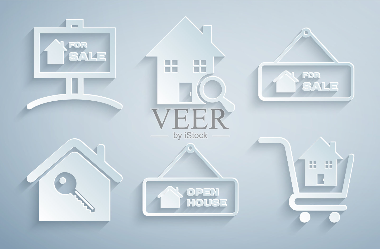 挂上待售房屋的招牌图标素材