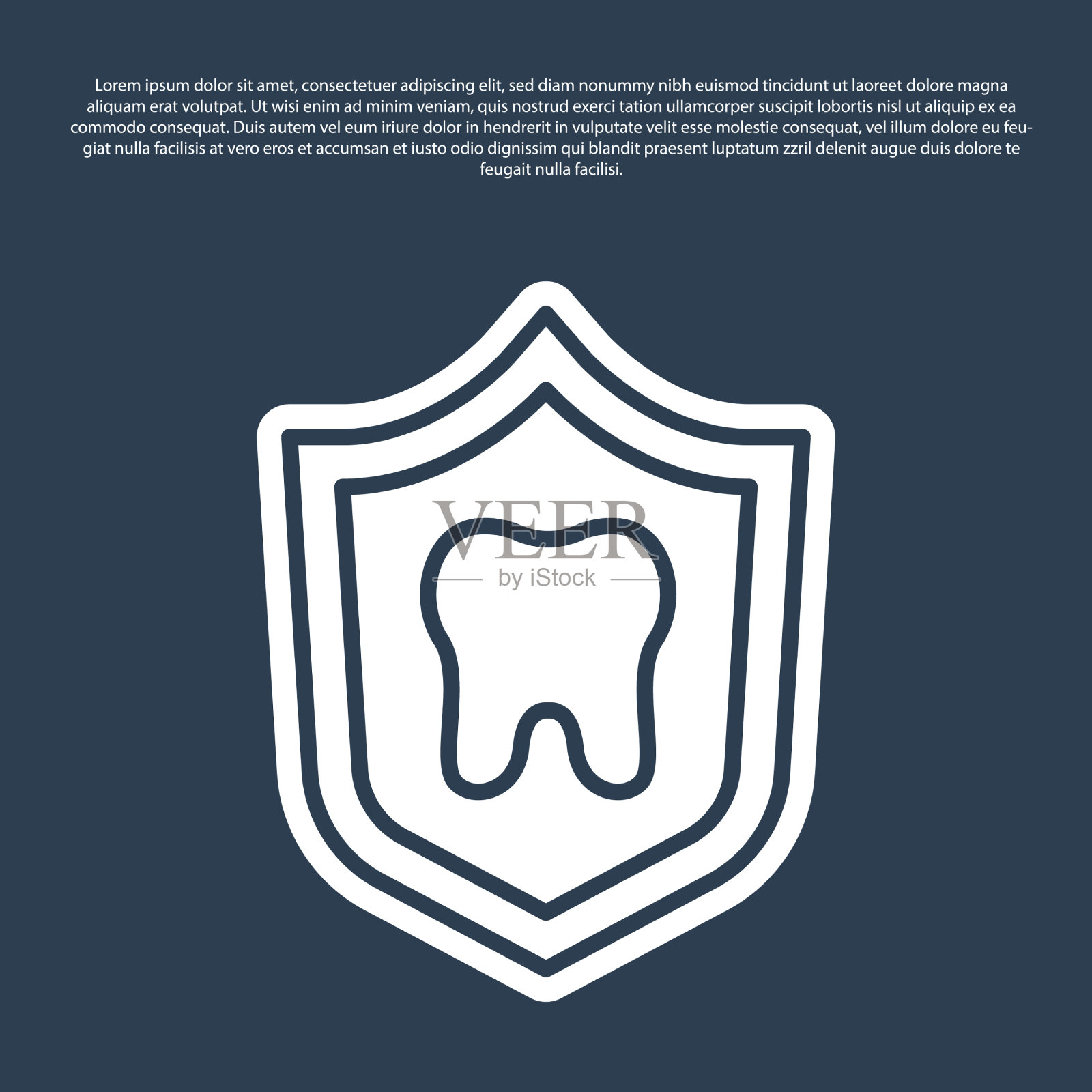 蓝色线牙齿保护图标隔离上的蓝色插画图片素材