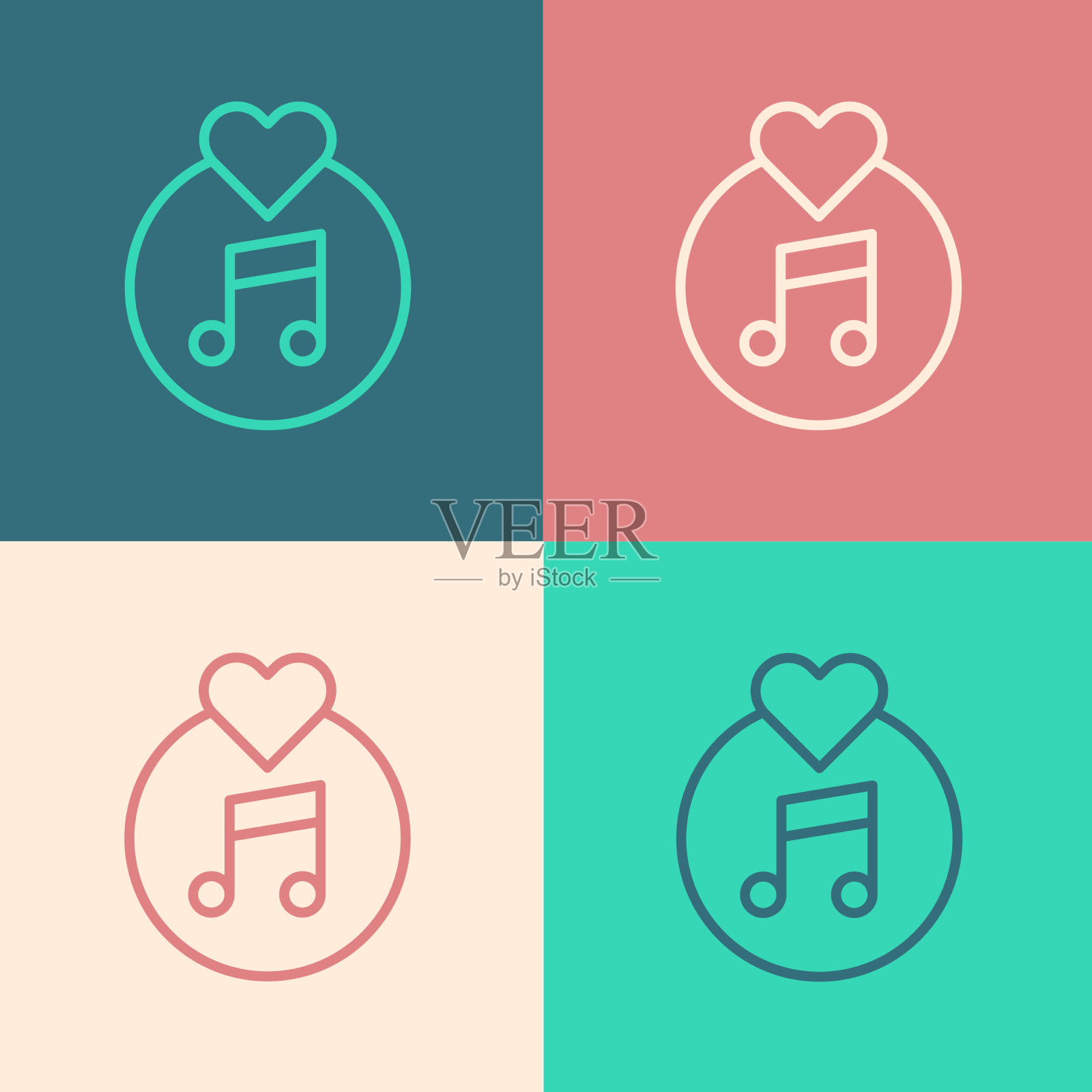 流行艺术线乙烯基磁盘图标隔离的颜色图标素材