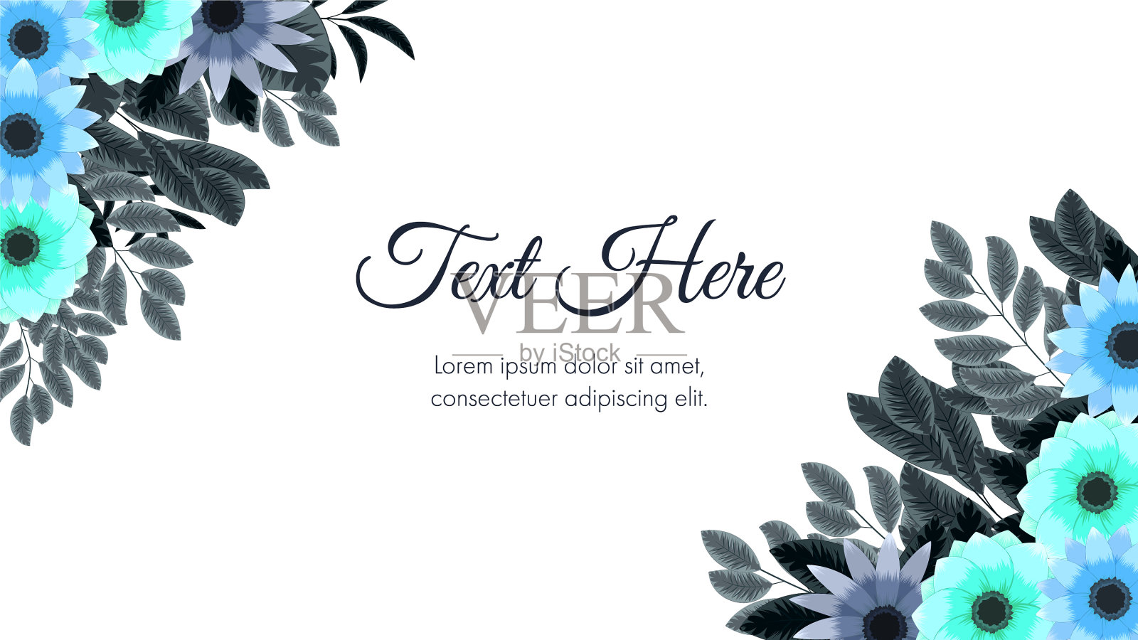 花卉盛开的背景模板与花卉插画图片素材