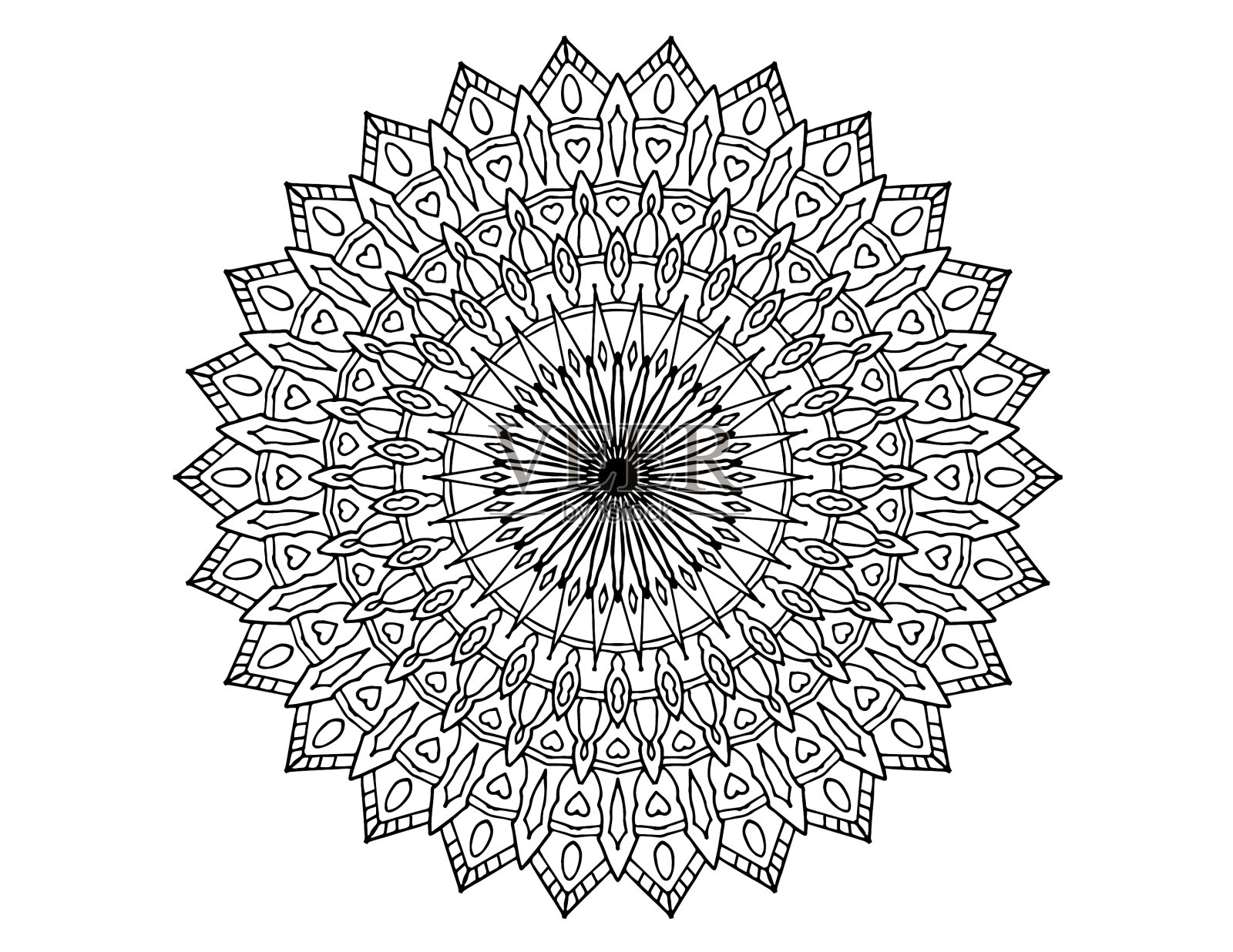 曼荼罗为黑白设计插画图片素材