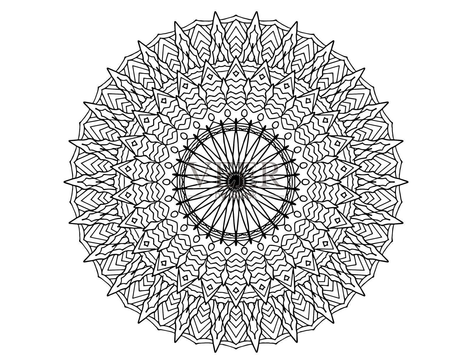 曼荼罗为黑白设计插画图片素材