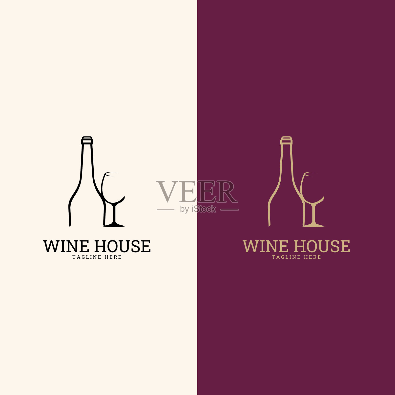 葡萄酒标志设计模板图标的餐厅菜单插画图片素材