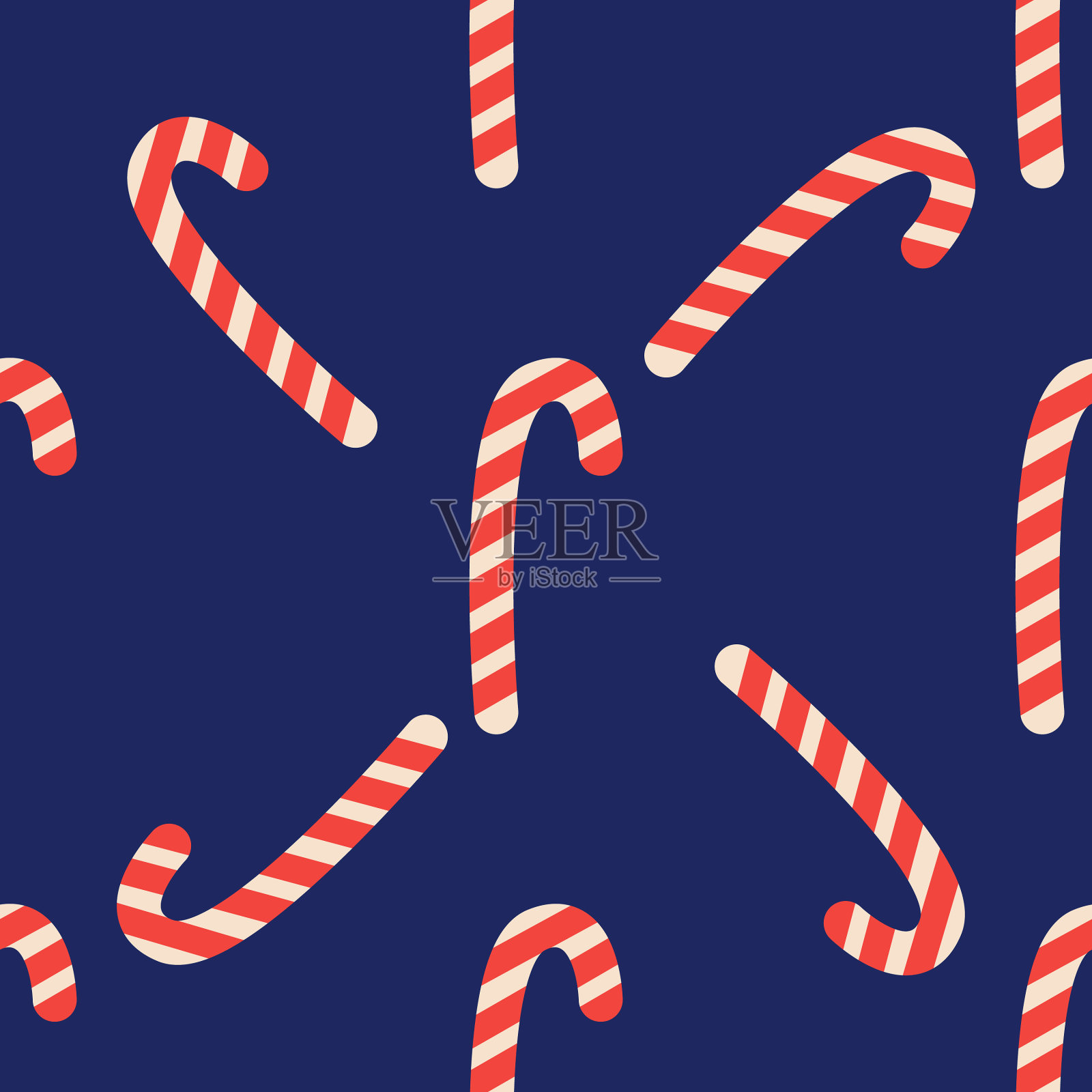 圣诞糖果藤条纹无缝图案插画图片素材