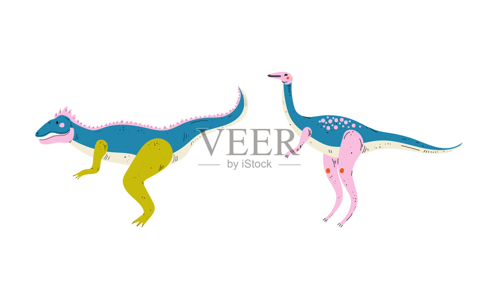 恐龙为史前生物和侏罗纪插画图片素材