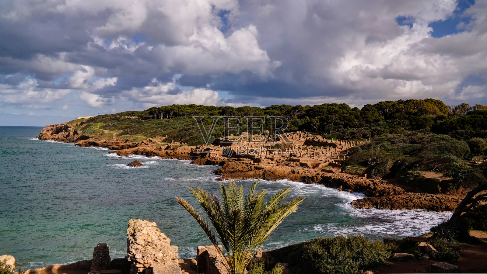 阿尔及利亚提帕萨的罗马遗迹照片摄影图片
