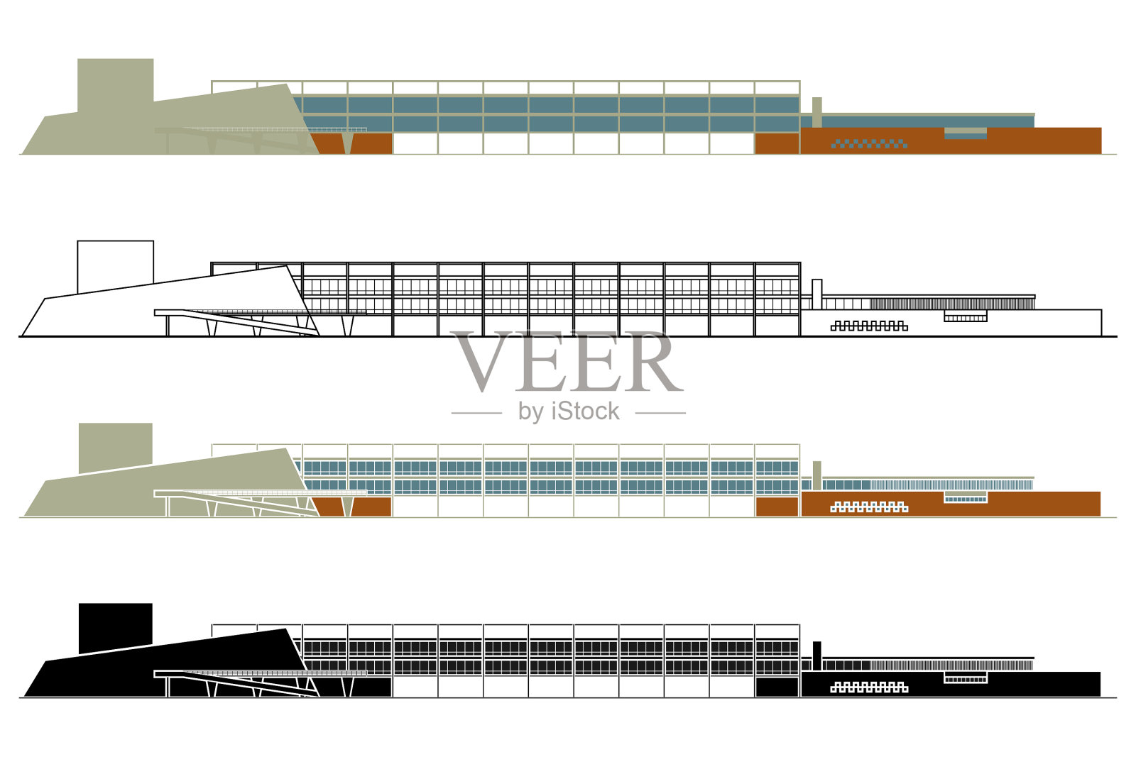 巴西里约热内卢的现代艺术博物馆插画图片素材
