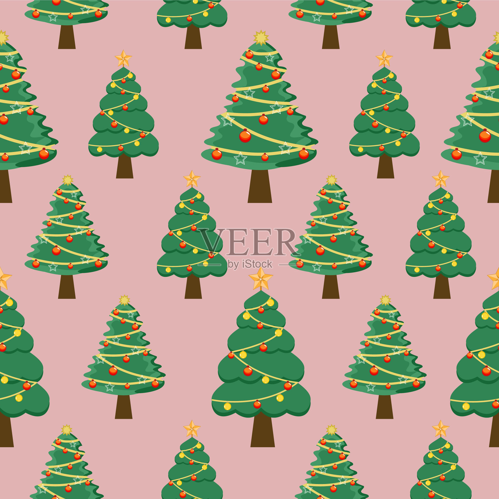 圣诞背景无缝图案与圣诞老人插画图片素材