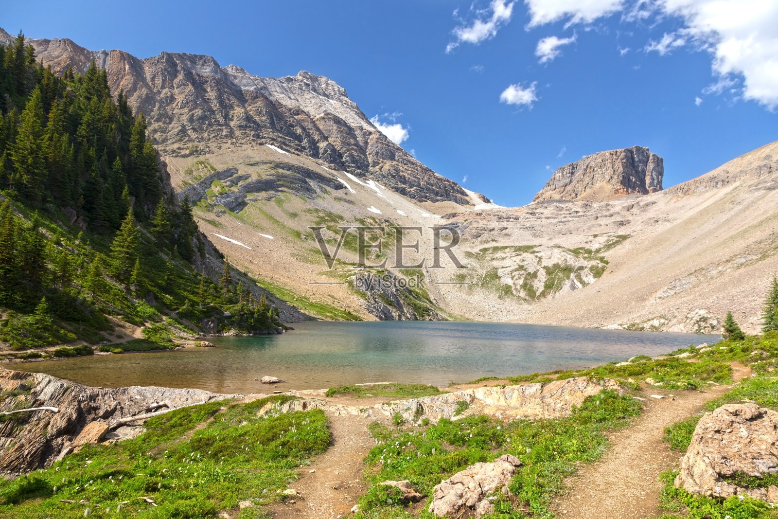 美丽的汉密尔顿湖和卡纳冯山的风景景观照片摄影图片
